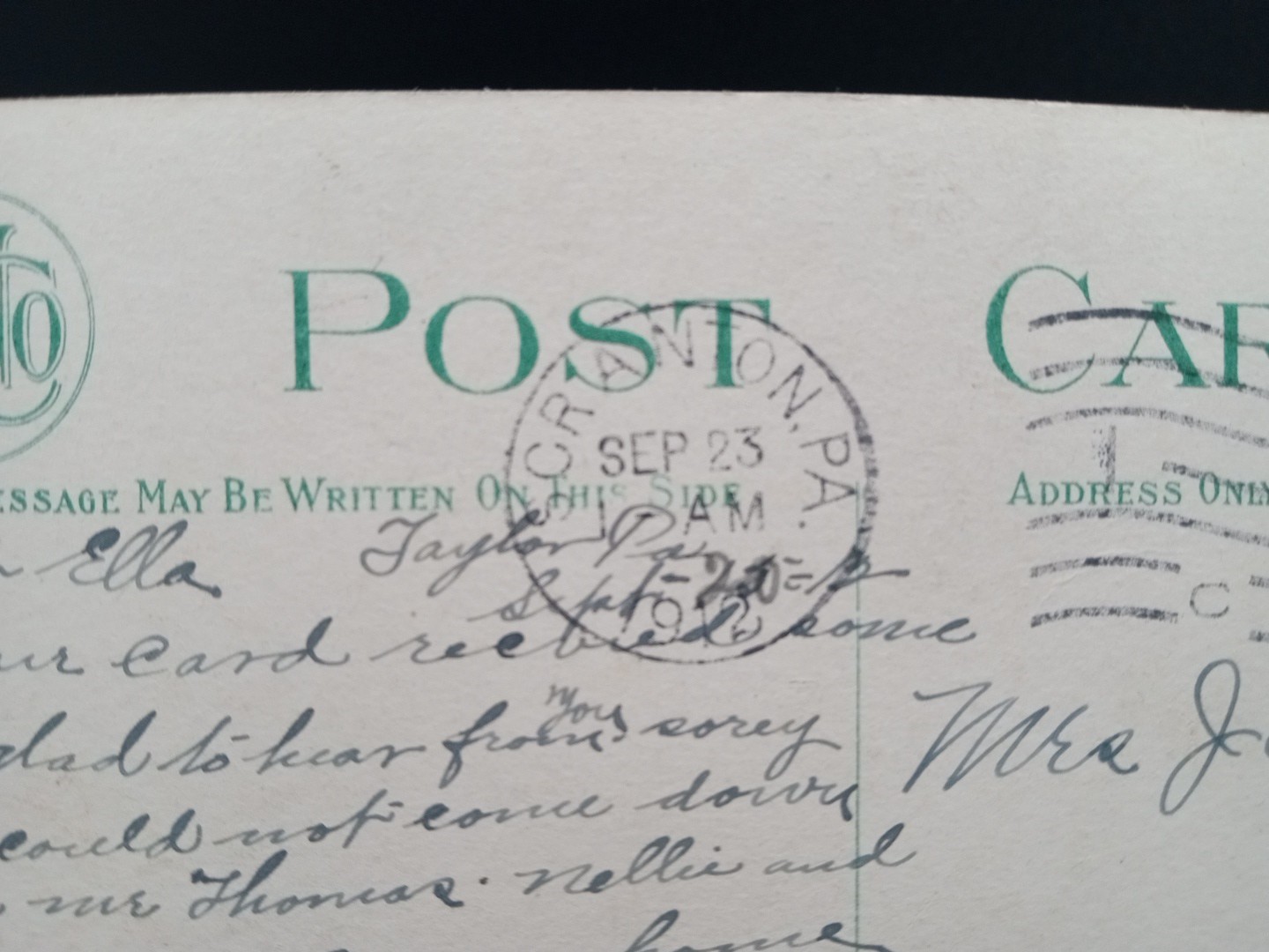 Antique Postcard 1912 Country Club Scranton PA Early Tennis Washington 1¢ Stamp