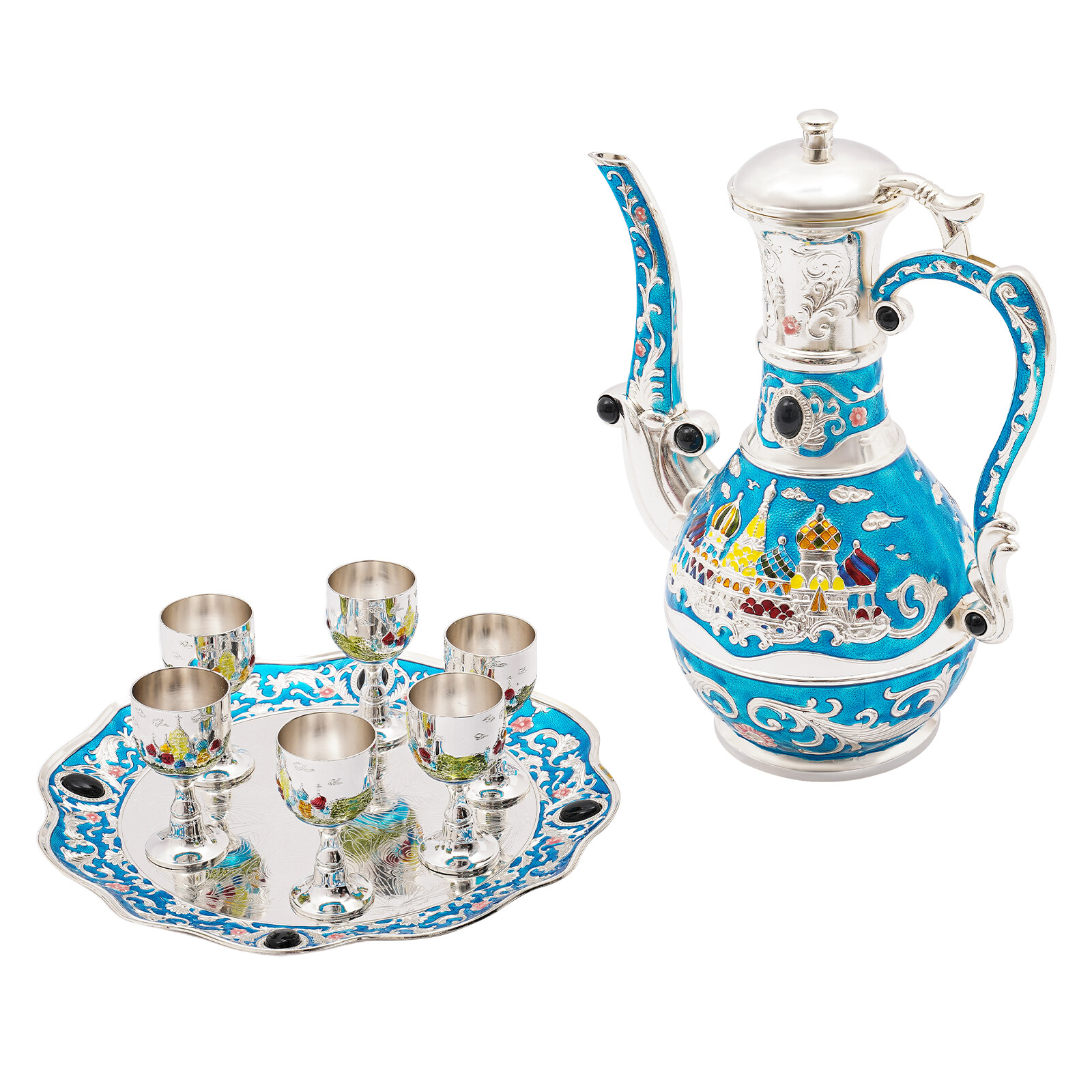 Castle Pattern Tea Set (wine Set A Pot Of 6 Cups) Handicraft Teapot And Cup Set
