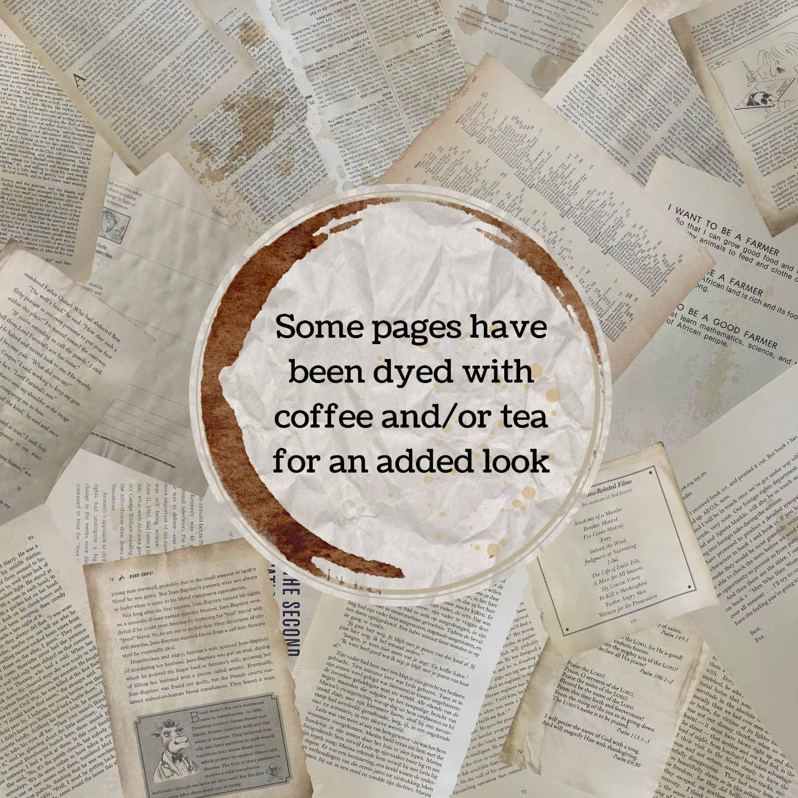 100 Assorted Aged Ephemera Vintage Book Paper Lot For Junk Journal, Scrapbooking