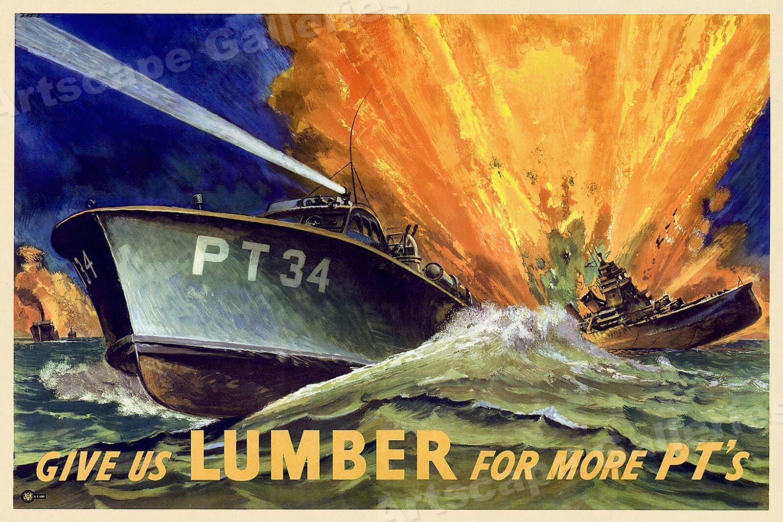 Give Us Lumber for More PT’s 1940s WW2 Pacific War Poster – 16×24