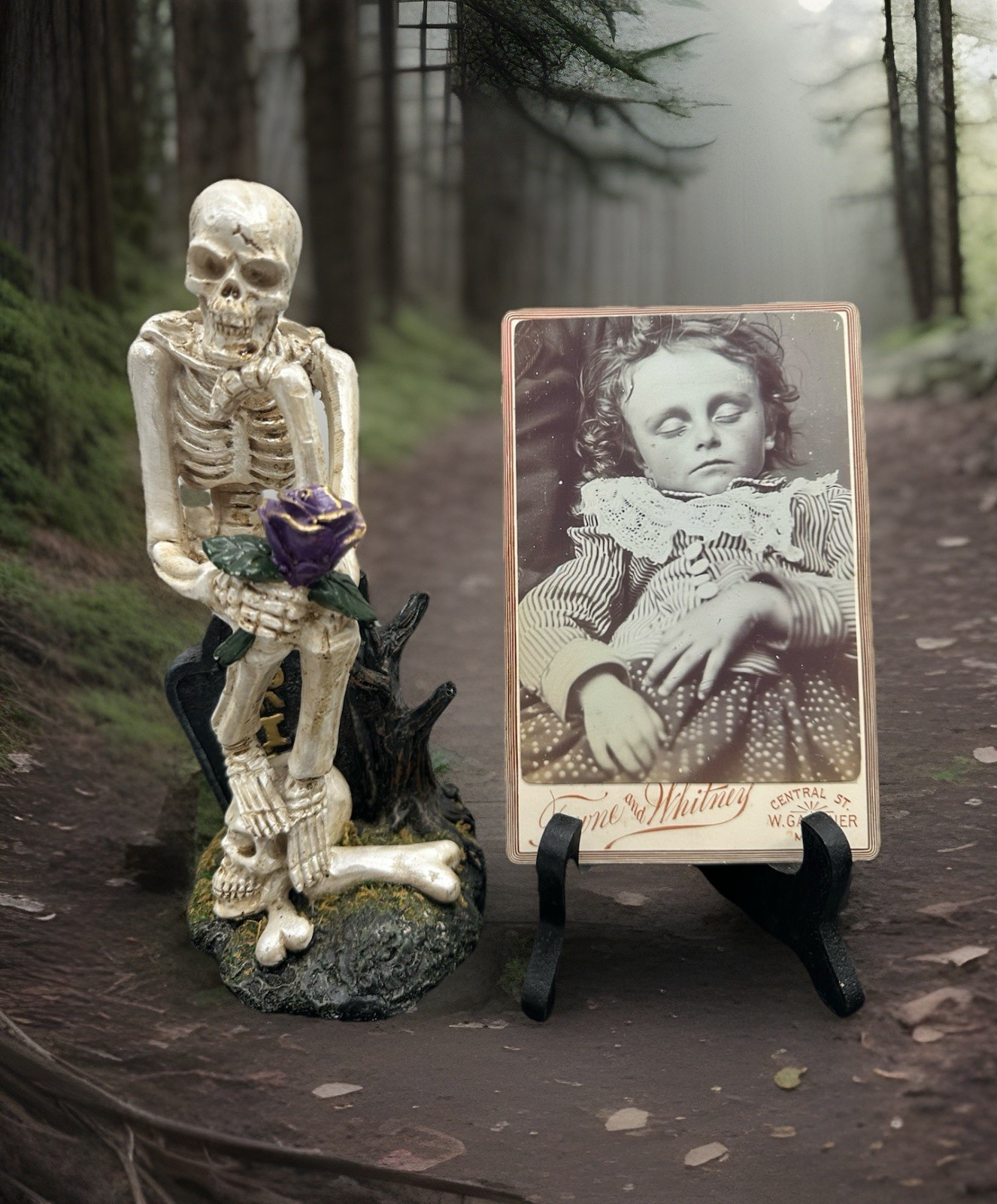 Post Mortem Child Photo on Antique Cabinet Card Mount Victorian Mourning REPRINT