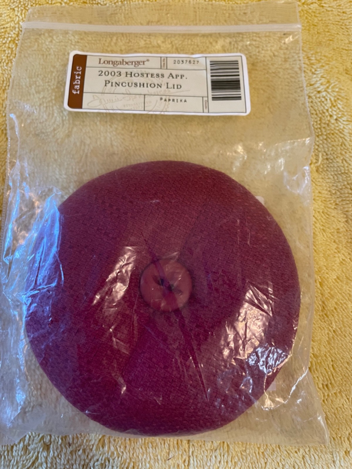 Longaberger – 2003 Hostess Appreciation Basket – PIN CUSHION LID ONLY – NEW