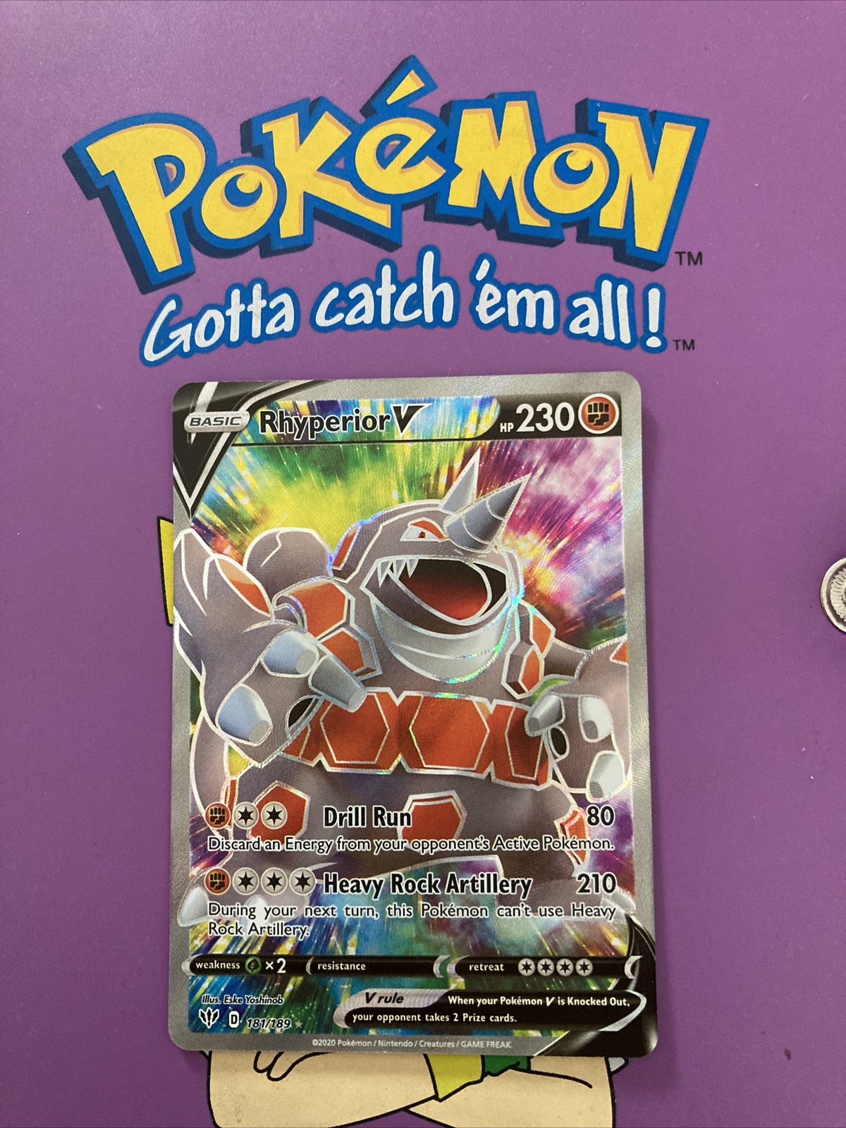 Pokemon – Rhyperior V – 181/189 – SWSH Darkness Ablaze – Full Art