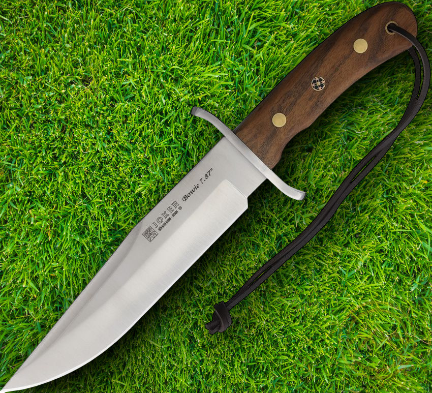 Joker Bowie 7.87 Fixed Knife 7.88″ Satin Bohler N695 Steel Blade Walnut Handle