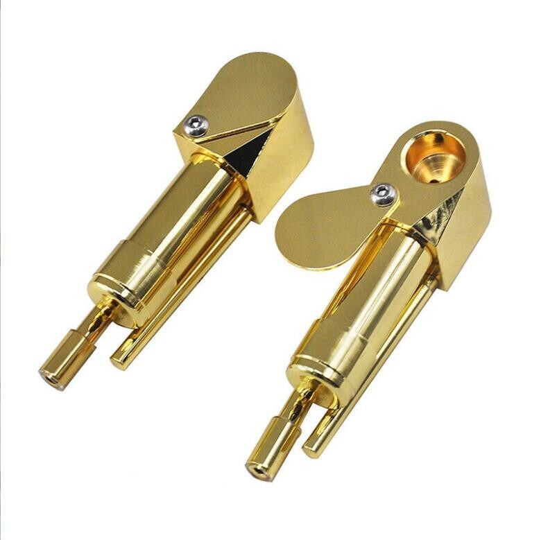 1× Brass Tobacco Smoking Proto Pipe style w Stash Storage Cylinder Chamber