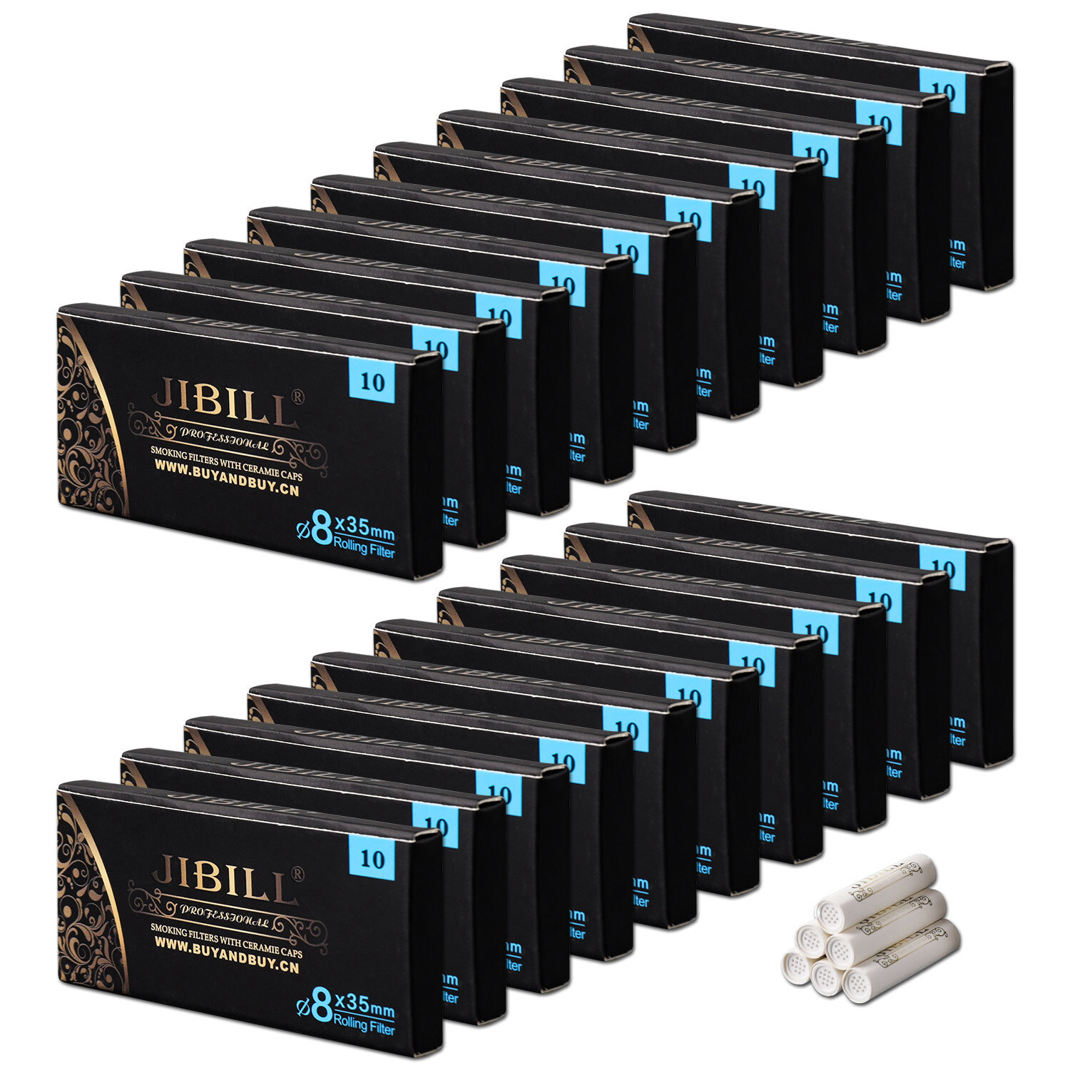 JIBILL Pipe Filter For 8mm Pipe Stem 200pcs Activated Carbon Tobacco Pipe Filter