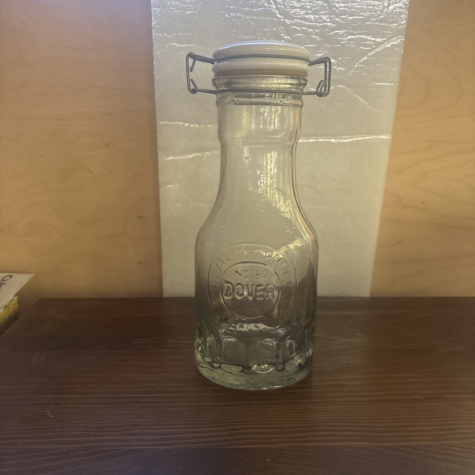 Vintage Dover 1-Quart #80 Thumbprint Glass Ceramic Flip. Motor Oil Jar.