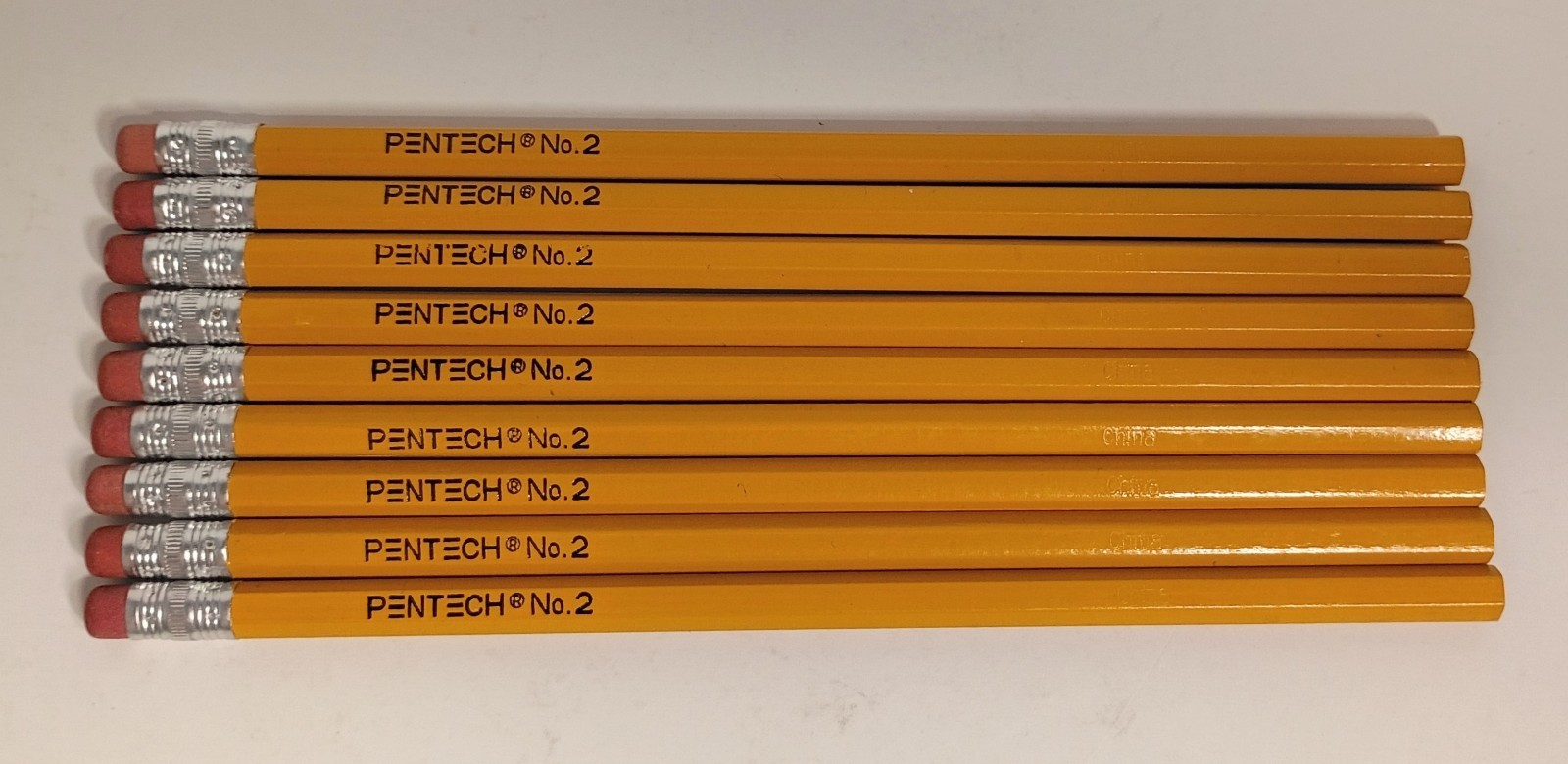 Vtg Pentech Medium No. 2 Pencils Lot of 9 Bonded Lead Real Wood 1993 Loose