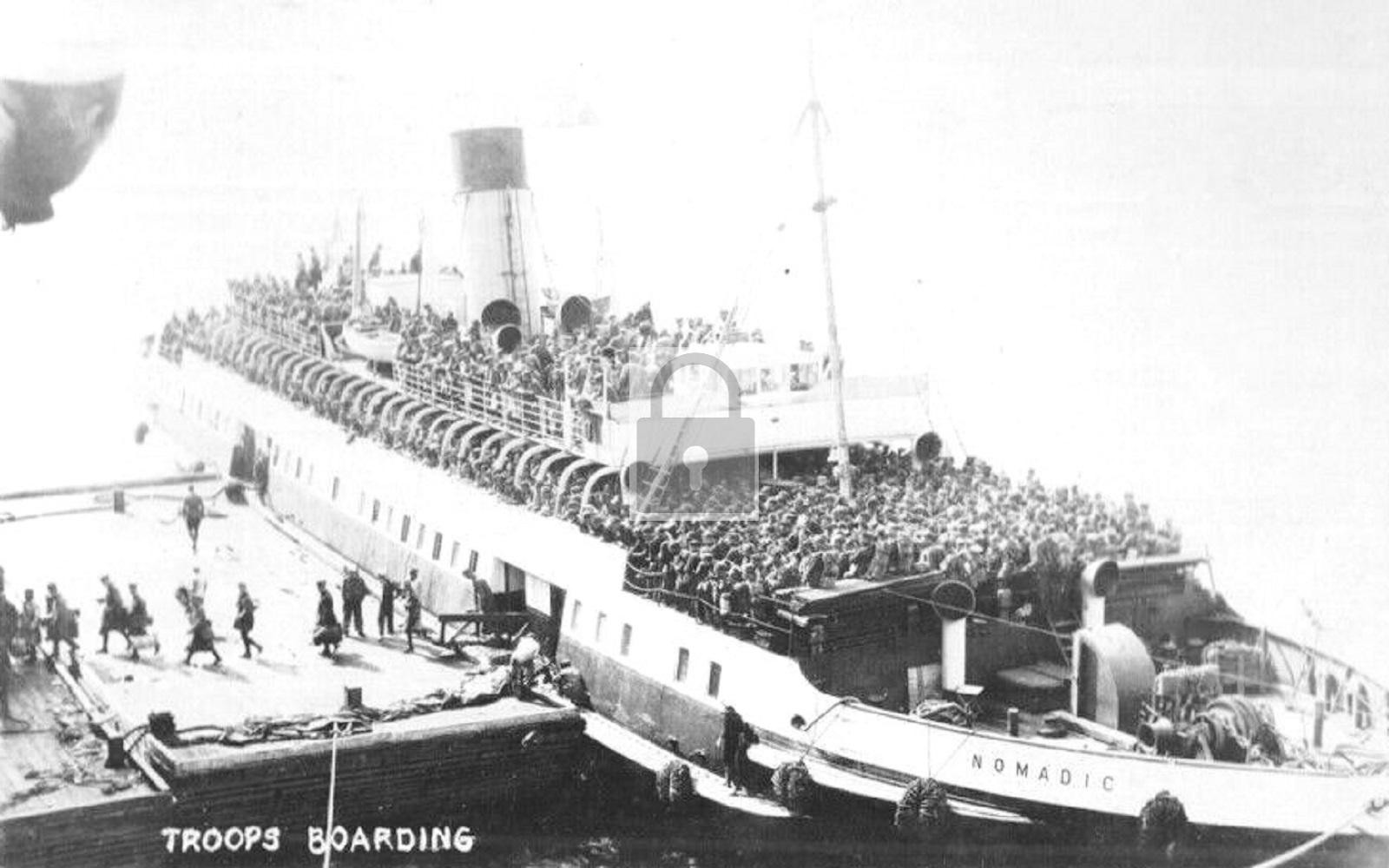 WWI Troops Boarding White Star Line SS Nomadic Ship – Reprint