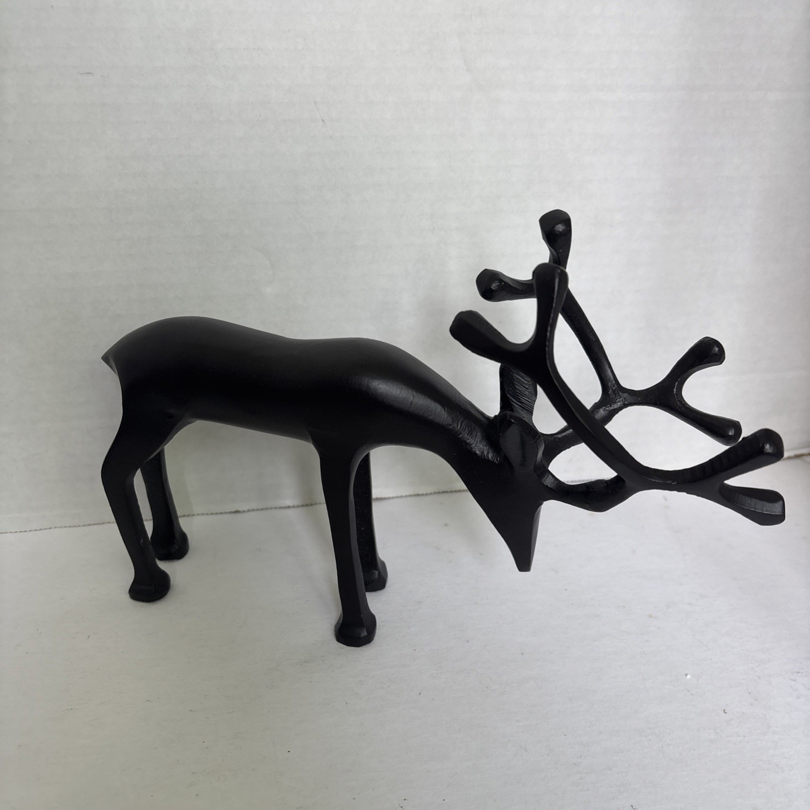 Metal Deer Reindeer Elk Caribou Dark Brown 9″ long 5″ tall Figurine Christmas