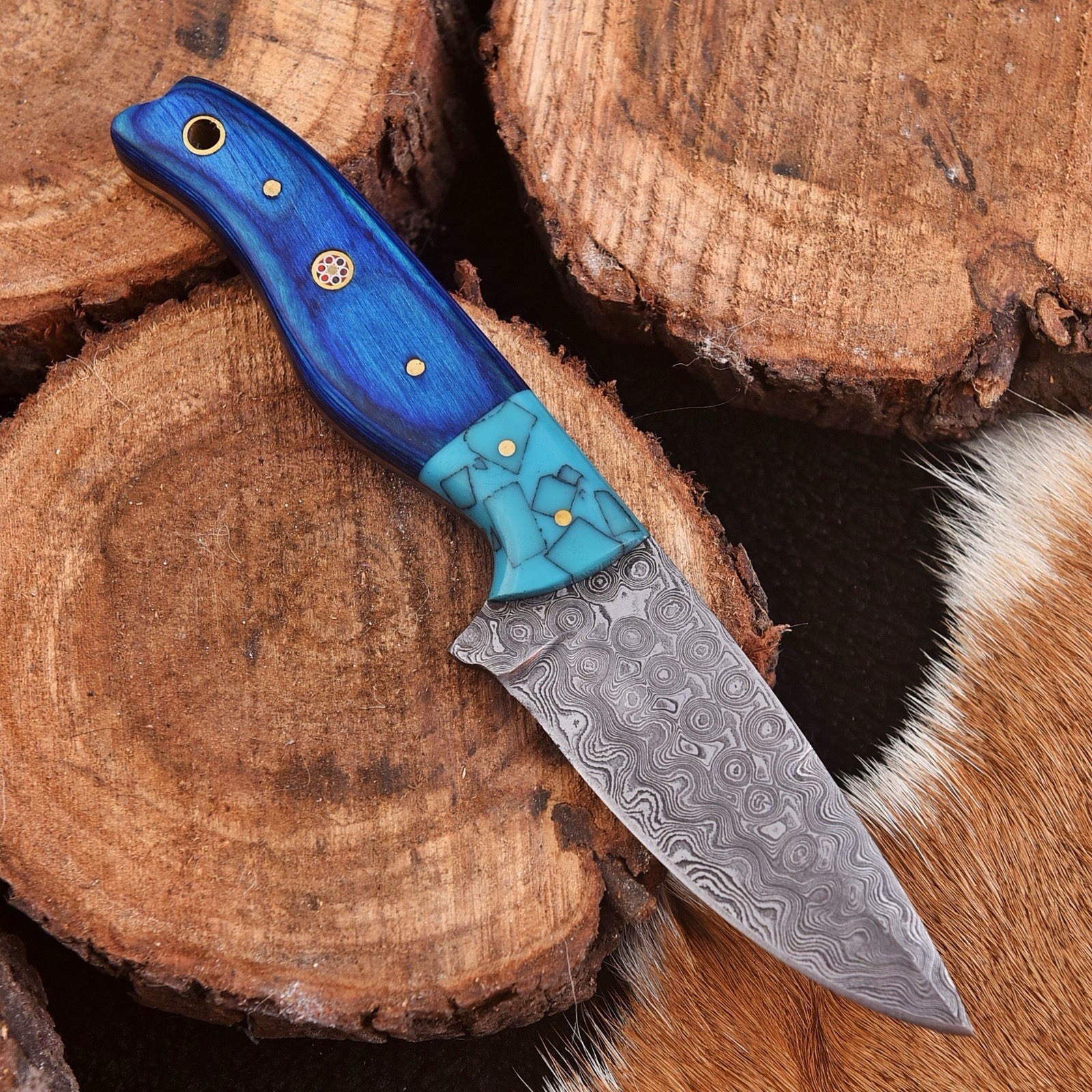Handmade Damascus Fix Blade Skinning Knife Survival Tactical Hunting With Sheath