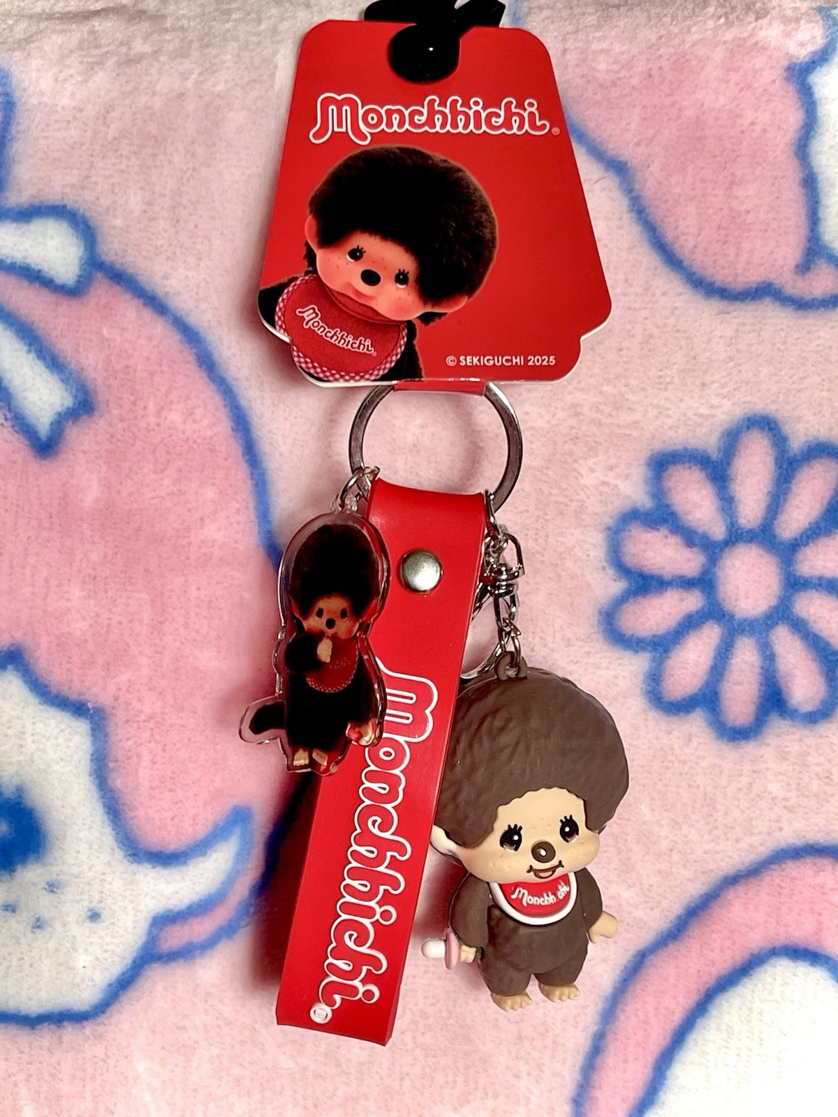 Monchhichi Multi-charm 3D Character + Acrylic Classic Boy Keychain wristlet NEW!