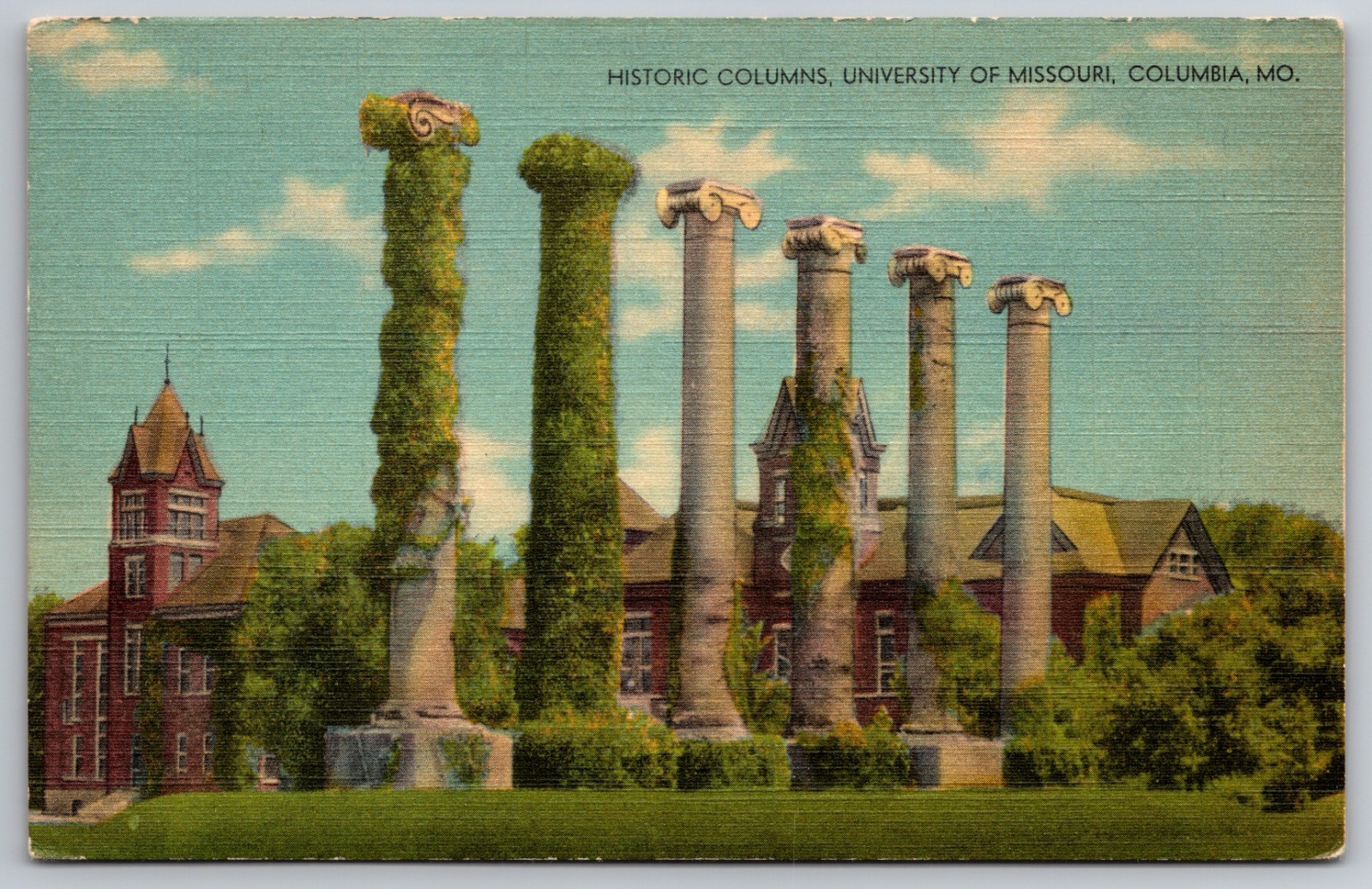 Historic Columns at the University of Missouri in Columbia – Linen Postcard DD1