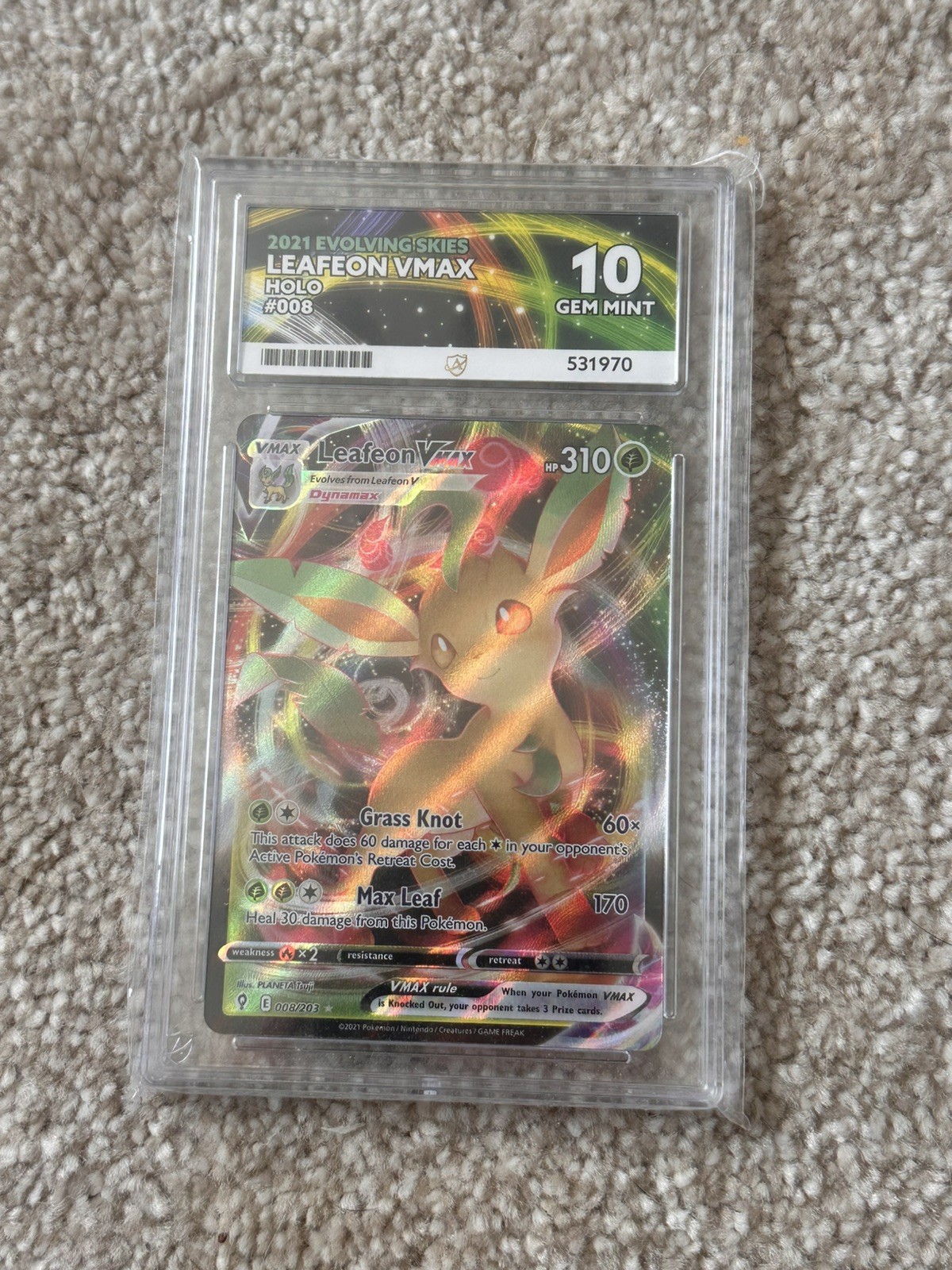 Leafeon VMAX 008/203 Swsh07: Evolving Skies Holo – ACE 10