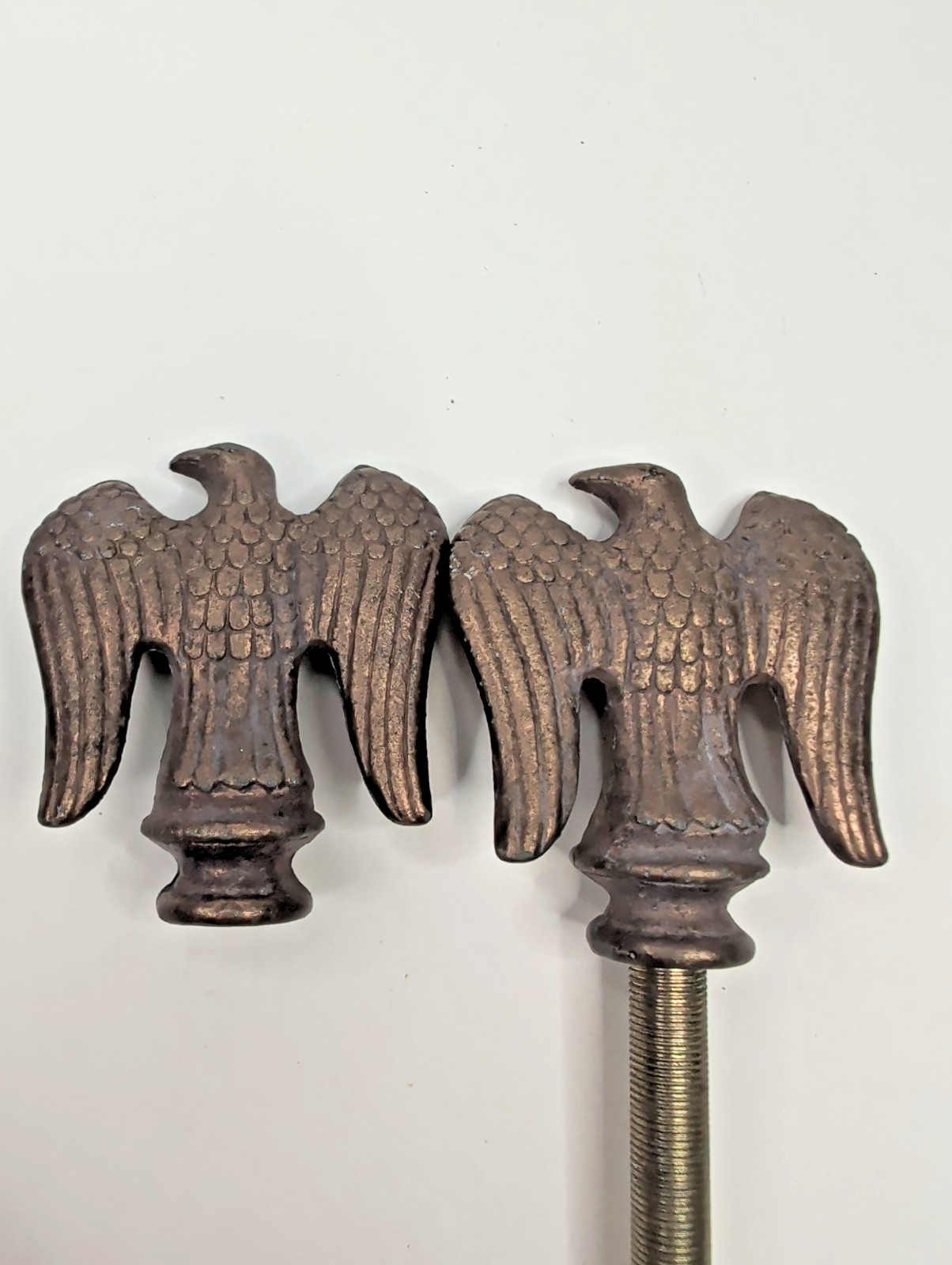 Vintage Solid Bronze Bald Eagle Flagpole Topper Finial Lot of 2 Patriotic 2.75″