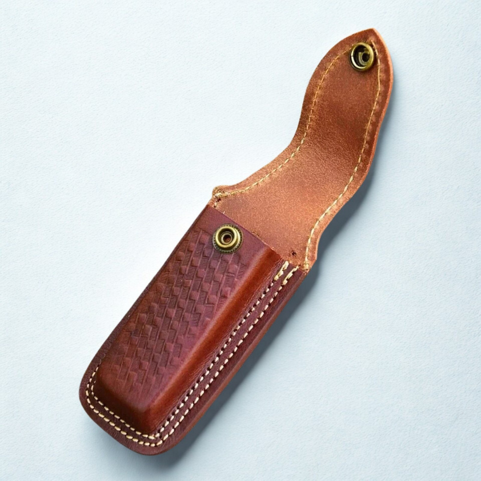 Handmade Leather Sheath for 5″ Folding Pocket Knife Trapper Brown Belt Loop