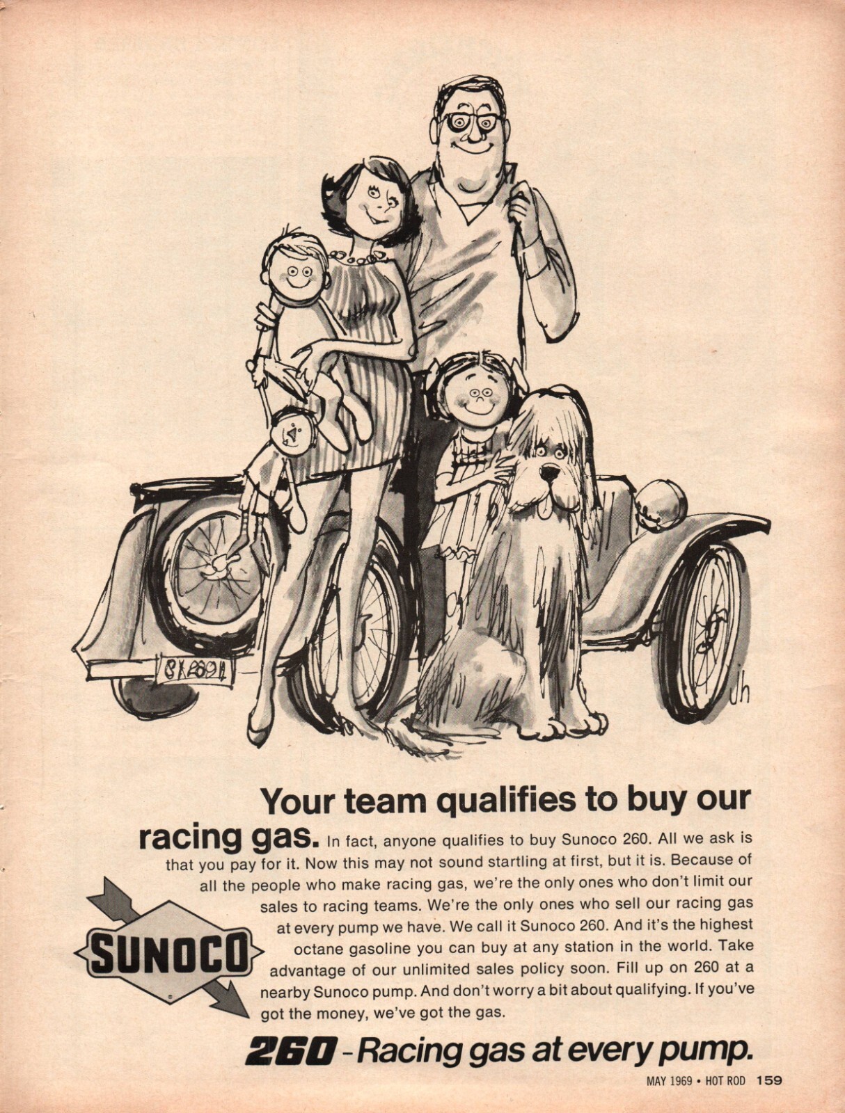 Vintage Print Ad 1969 Sunoco 260 Racing Gas