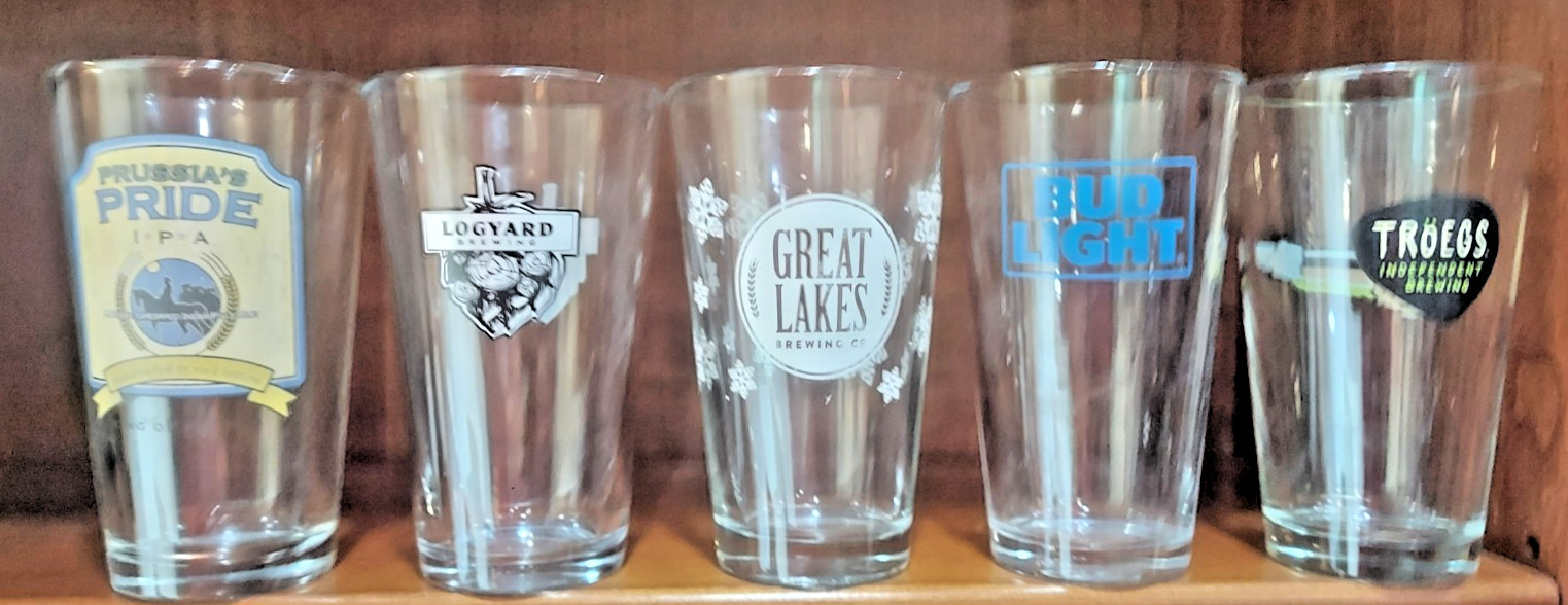 Beer glasses 16 oz U pick your choice, Brew Pubs or Brands your choice 3.95 each