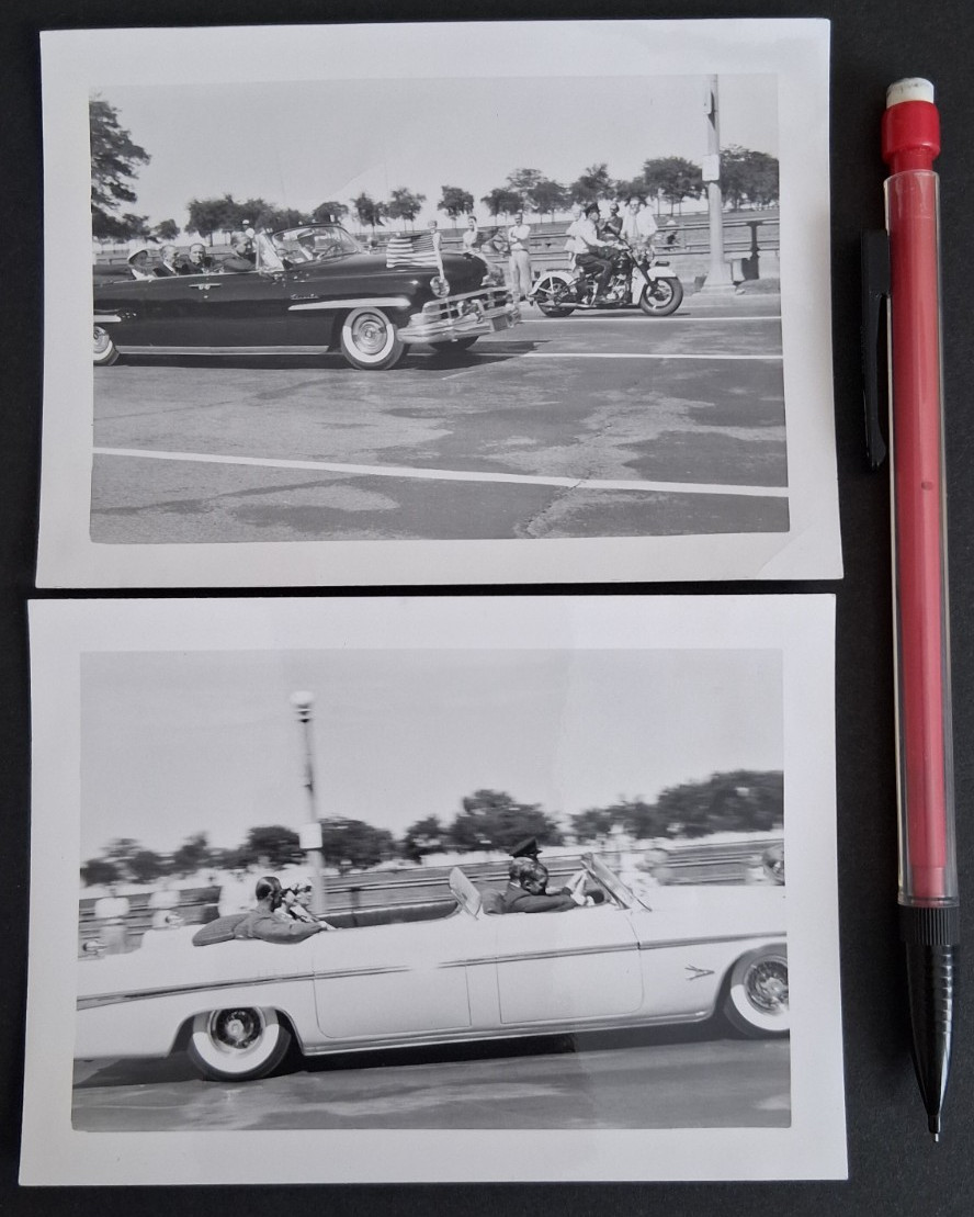 (2) Photographs Queen Elizabeth Prince Philip Motorcade 1959 Chicago