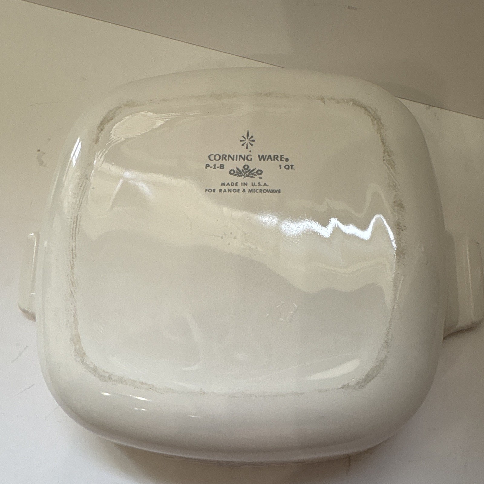 Corning Ware 1 Qt Square Casserole Dish w/ Glass Lid Blue Floral P-1-B