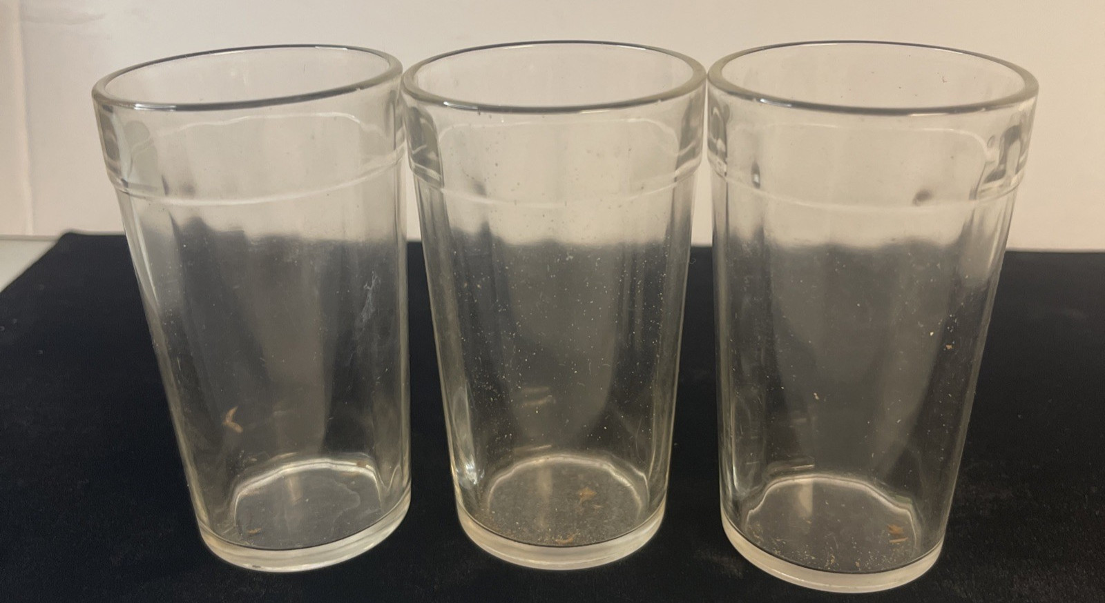 3 Vintage Clear Juice Glasses Jelly Jars Glass 31/4″ Tall