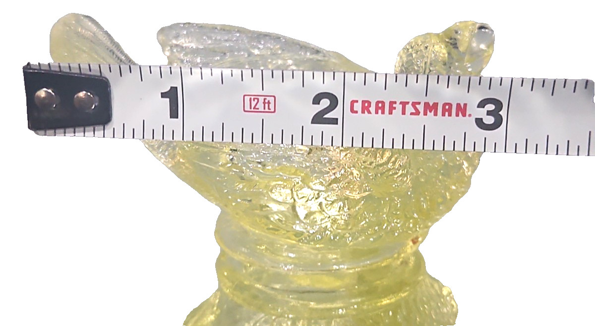 Degenhart Vaseline Yellow Vintage Glass “Bird with Berry” Open Salt Cellar 3″