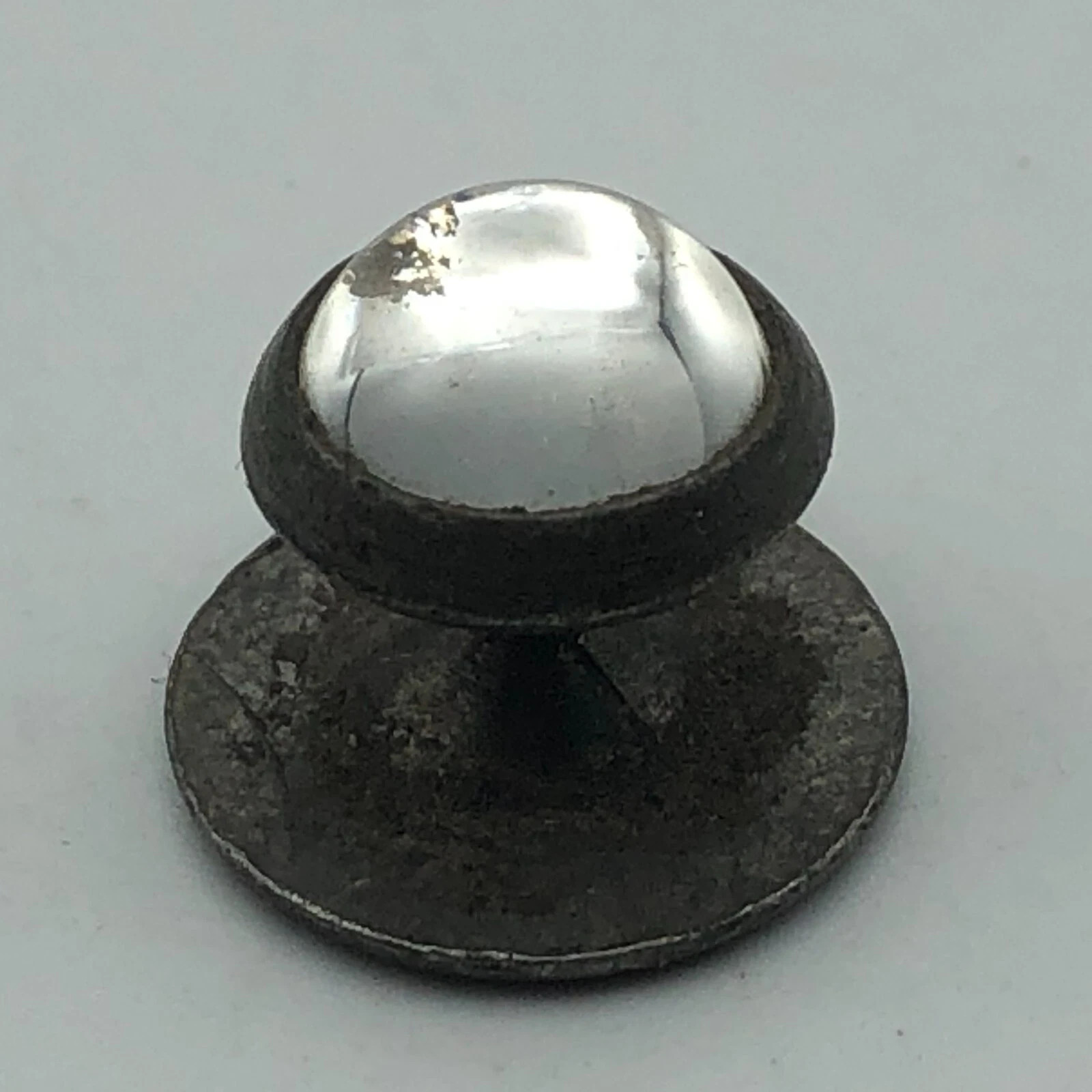 Lapel Button Stud Clear Glass Ball Buttonhole Pin ROUGH POOR Vintage Antique