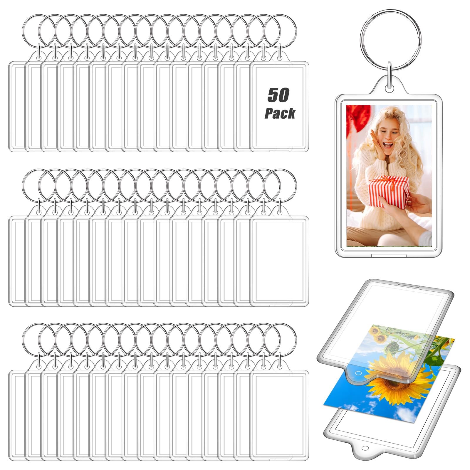 ZZYFGH 50 Pcs Photo Keychain (1.3 x 2inch) Mini 50 Pcs, 1.8″ X 1.1″