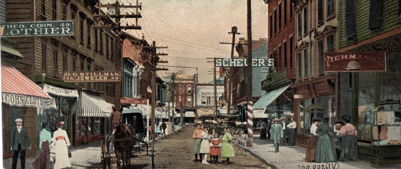 C1910 New Brunswick NJ Street Scene Signs Advertising Cohn Clothier Jeweler Vtg