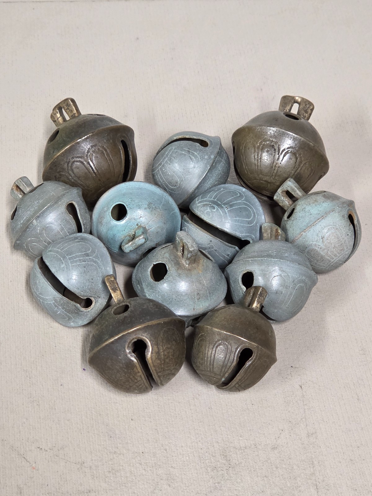 12-piece Lot Vintage Brass-Bronze Crotal Sleigh Bells