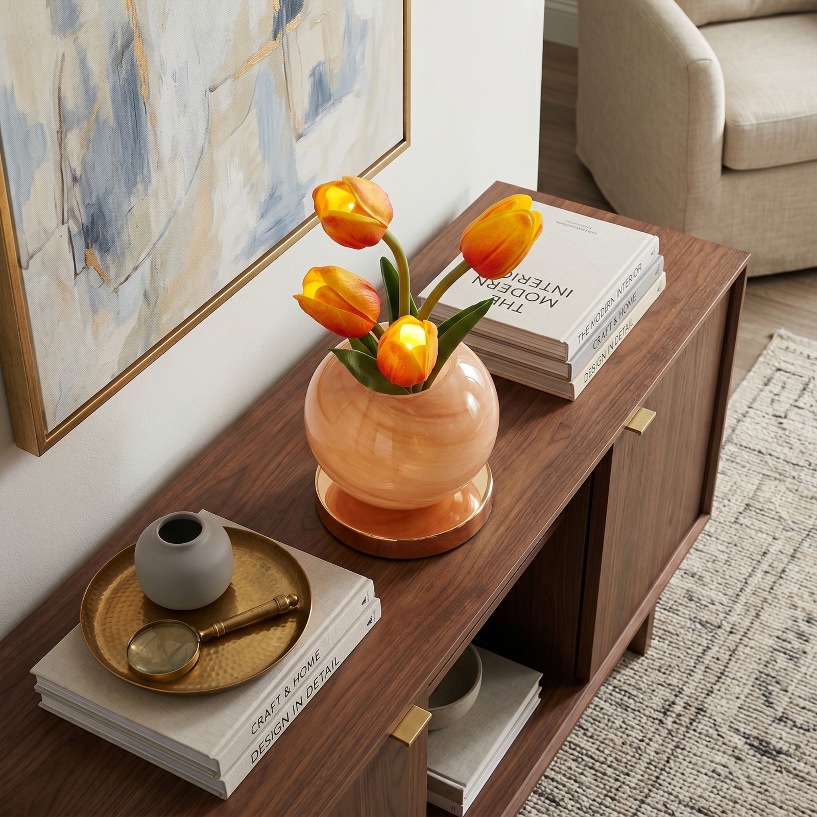 Mini Orange Tulip Table Lamp, 5in Living Room/foyer Home Decoration Lighting,New