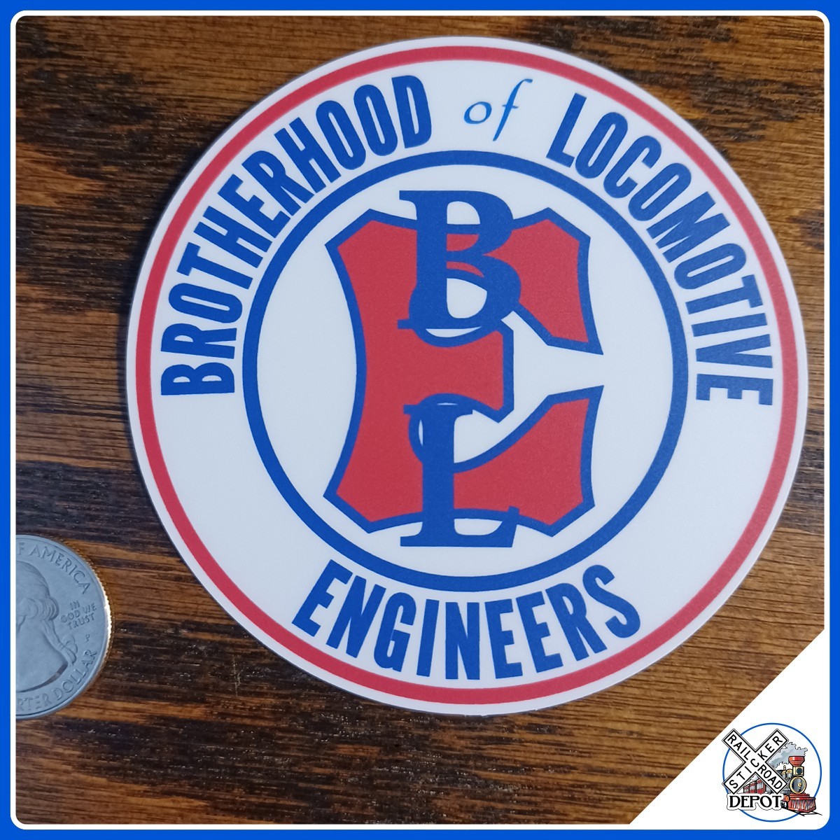 Brotherhood of Locomotive Engineers laminated die-cut vinyl sticker