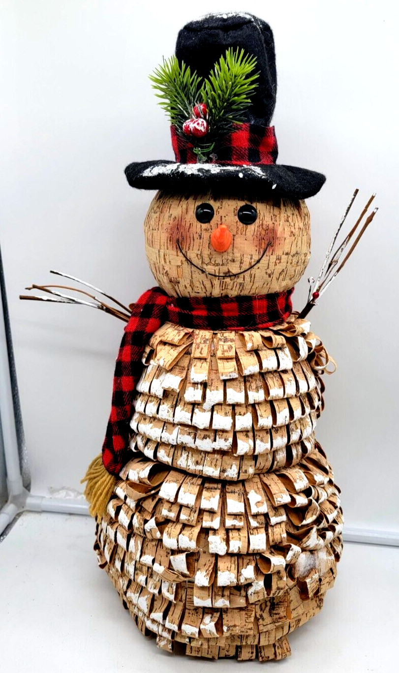 Vintage look Snowman Figure Handmade Folk Art Christmas 18″
