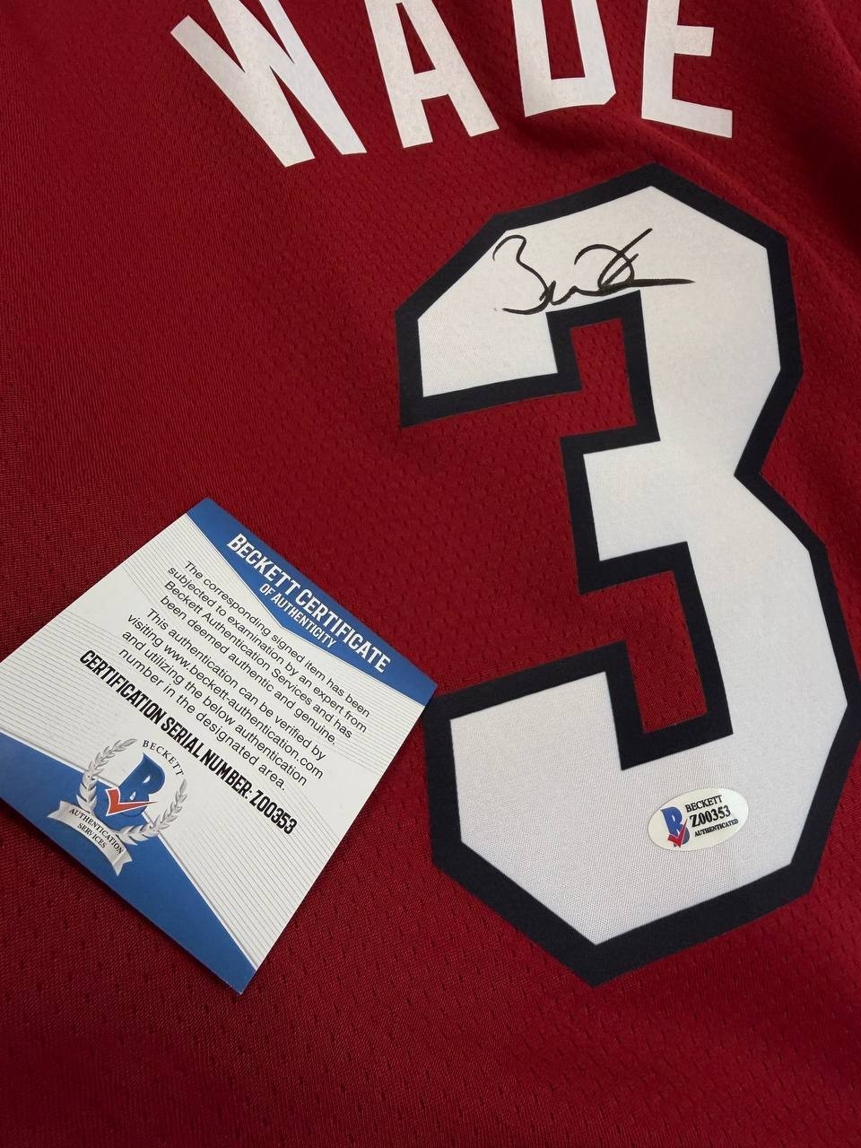 Hand Signed Basketball Authentic Jersey Dwyane Wade #3 Autographed BAS COA