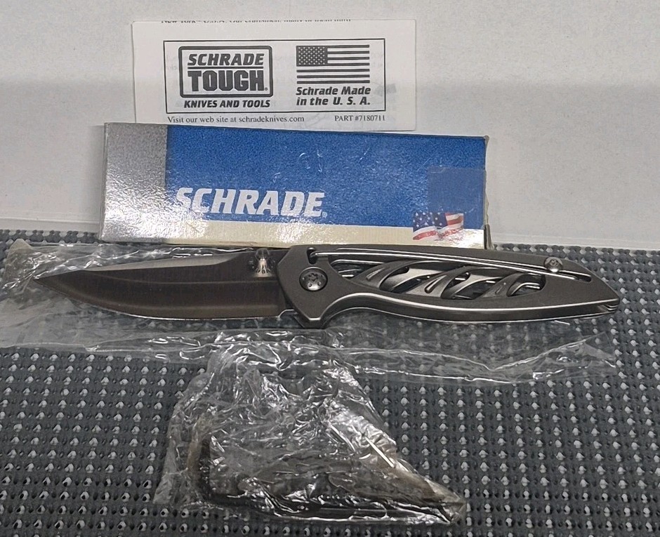 Schrade+ SQ877 Rare Cable Lock Folding Knife USA New With Parts Kit