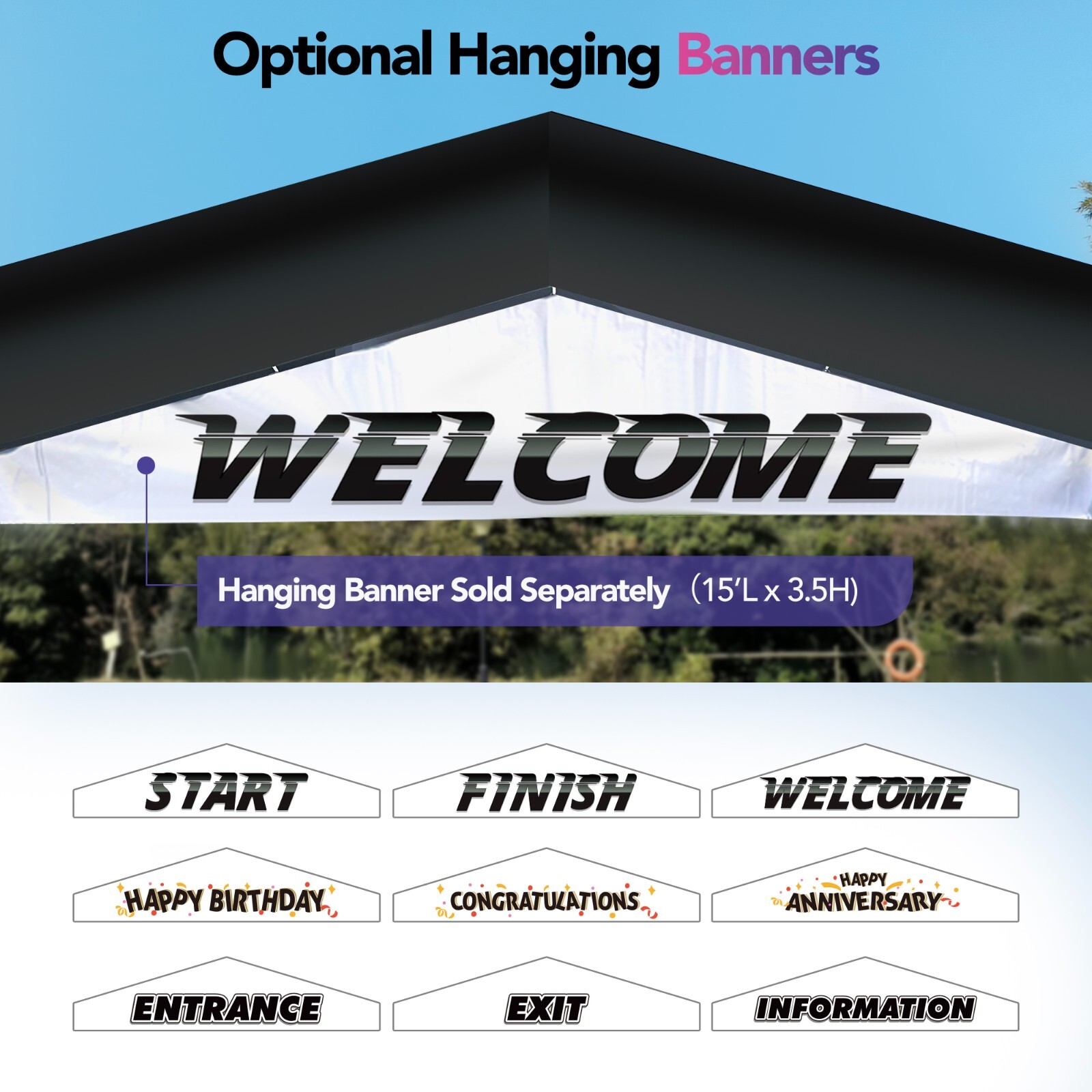 Giant 21ft Inflatable Gable Arch with Blower & optional hanging banner – Black