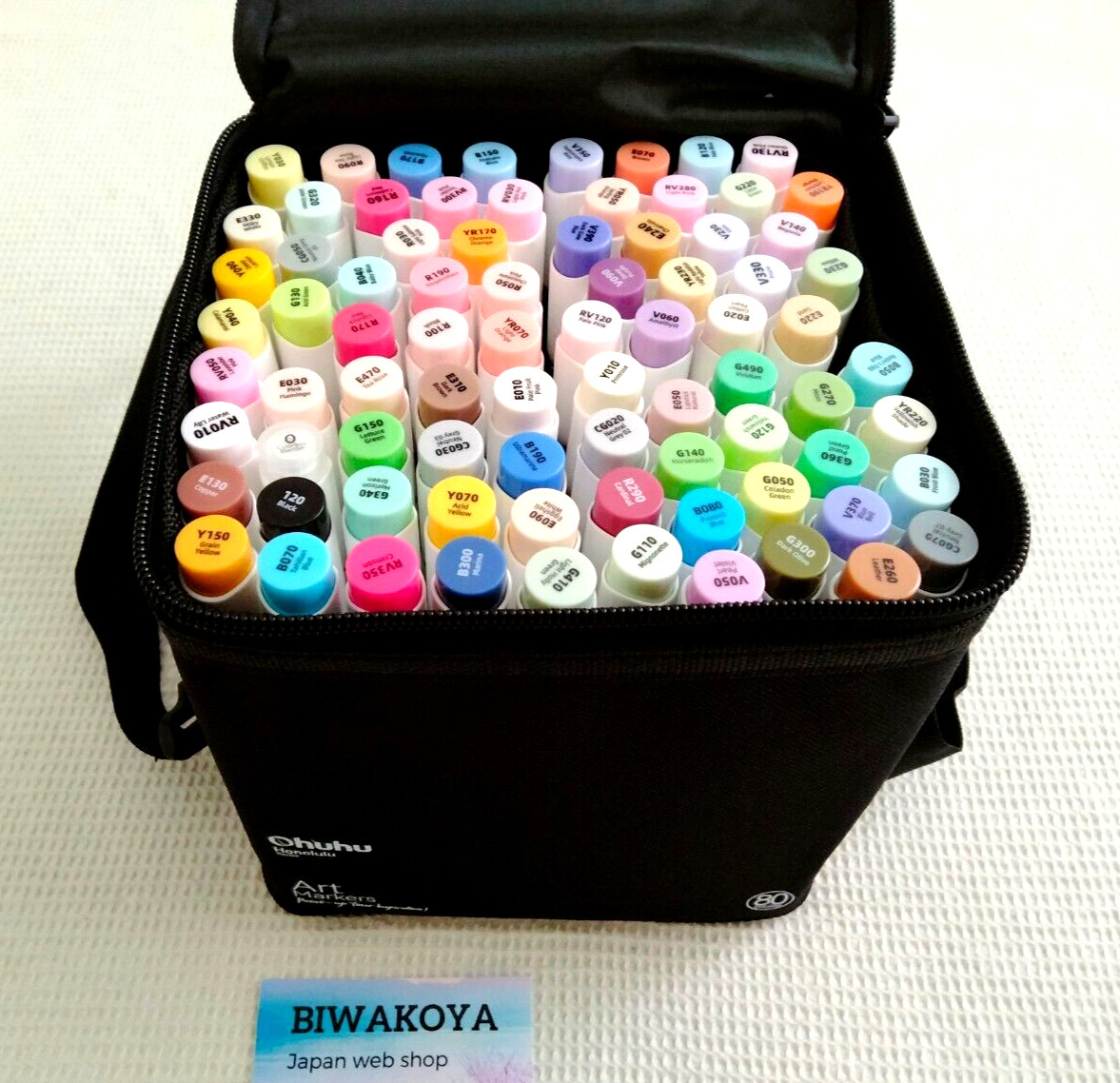 Ohuhu Illustration Marker Pen Brush Type 80 colors with Fine Tip & Blender Pen