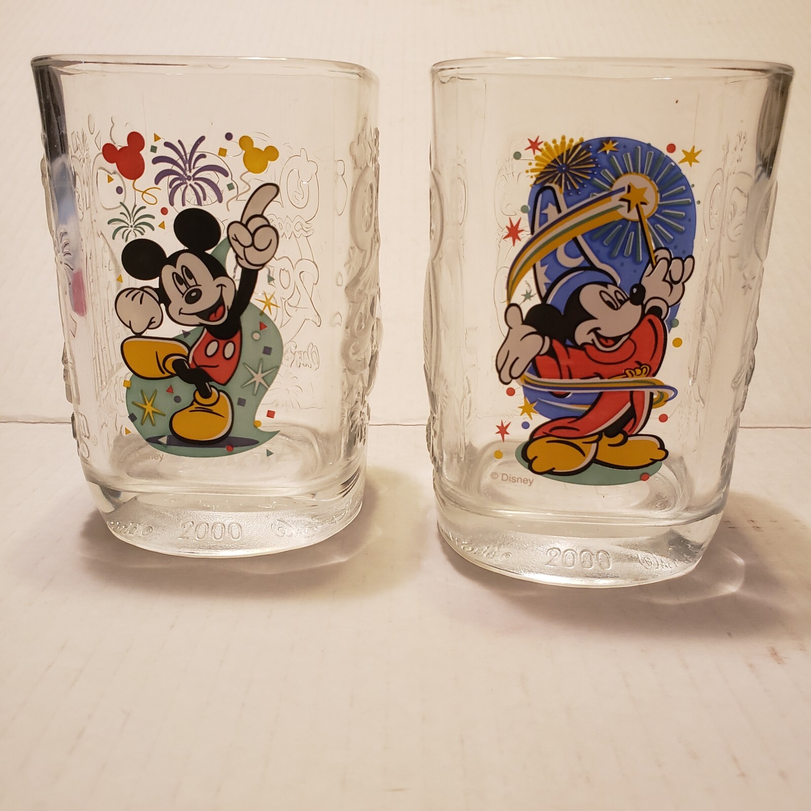 Disney Mickey Mouse Celebration 2000 McDonald’s Glasses set of 2 Collectible