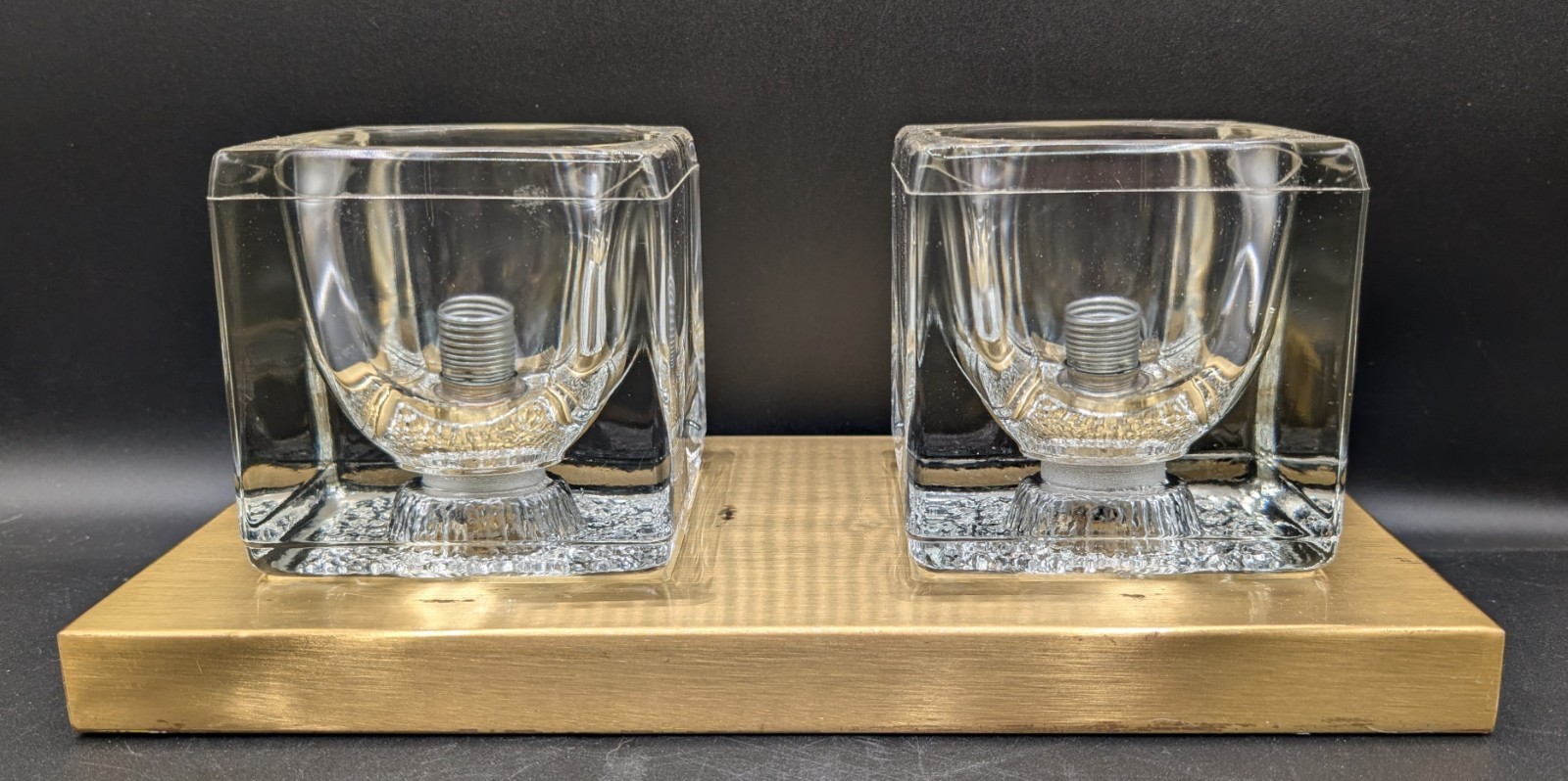 Peill & Putzler MCM Ice Cube Flush Mount Crystal & Gold Tone Ceiling Wall AS IS