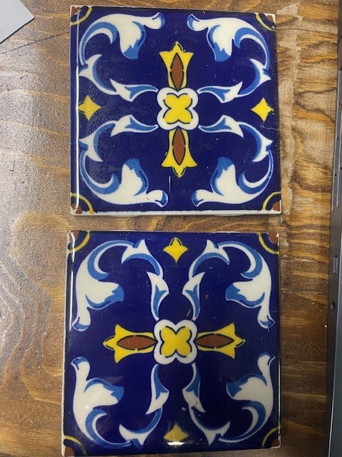 New Old Stock Mexico Ceramic Tiles-4 1/4″ x 4 1/4″-Set of 4