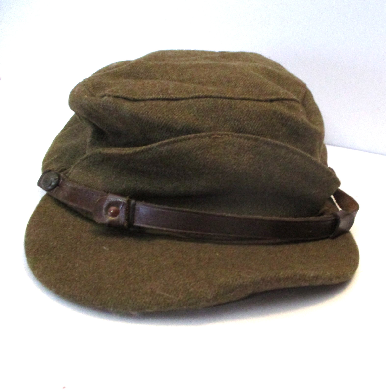 VINTAGE 1954 CANADIAN MILITARY ARMY PEAKED WINTER CAP BUFFALO CAP Co. Size 7 1/4