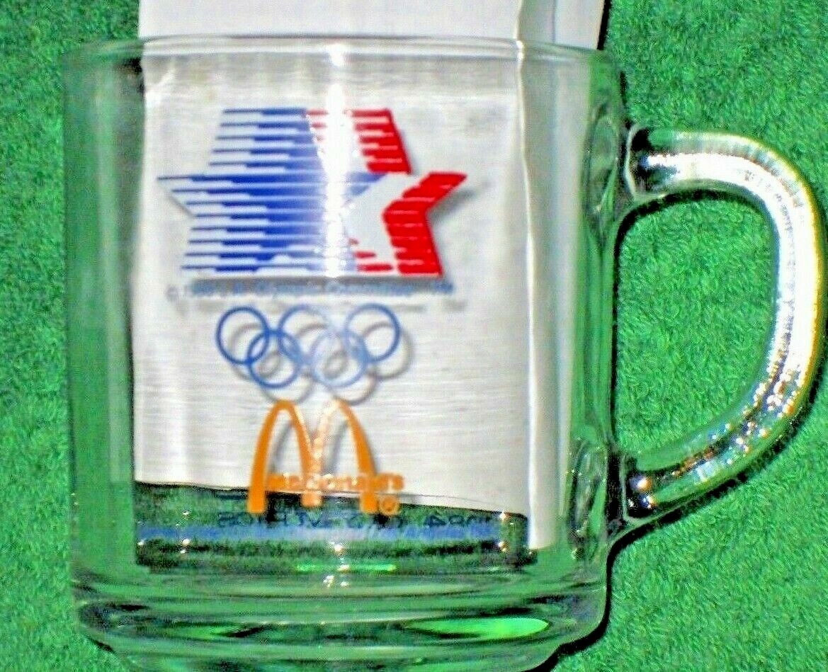 Olympics McDonalds 1984 mug glass 8 oz water sports vintage