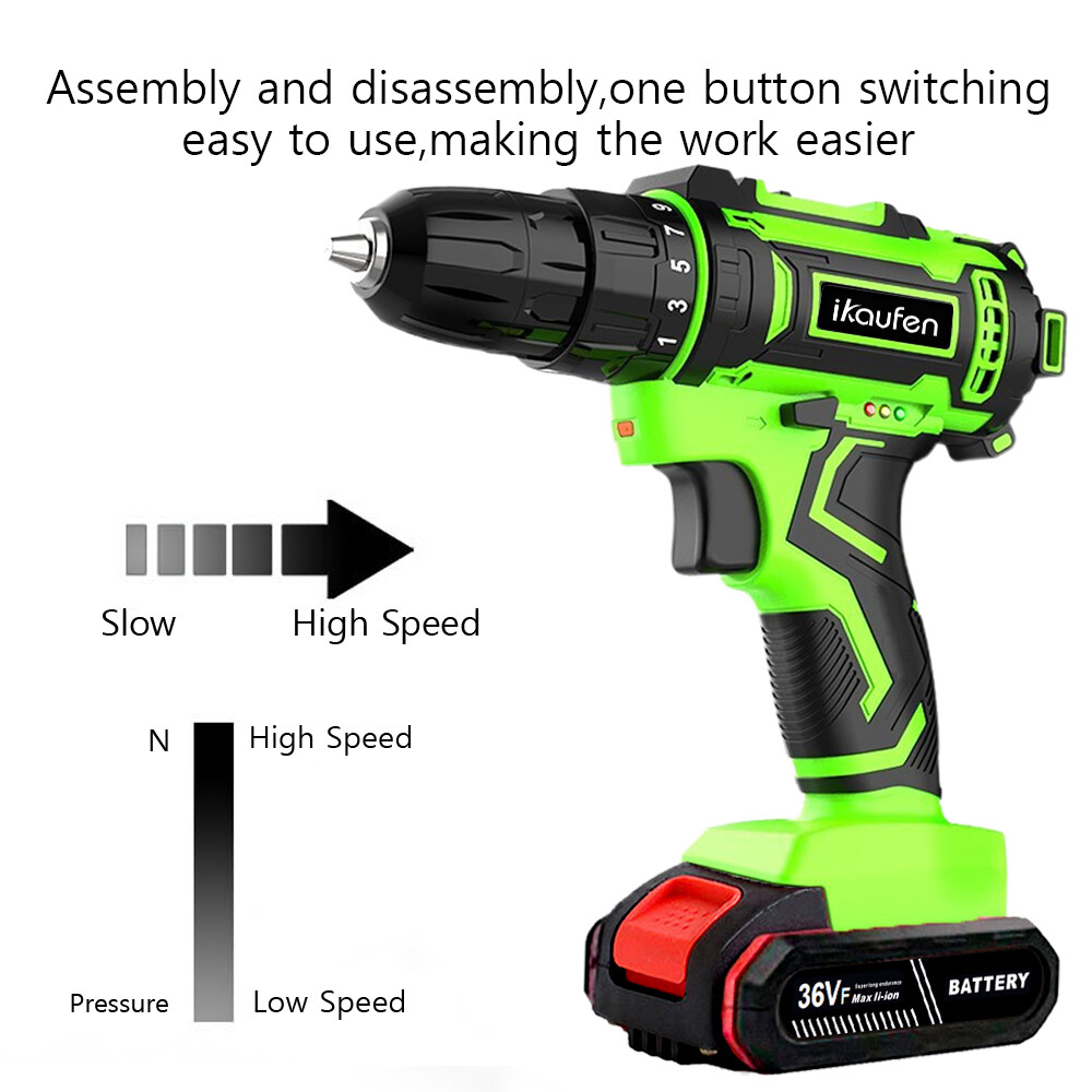 Cordless Brushless Impact Driver Hammer Drill Combo Kit with 2 Battery A9