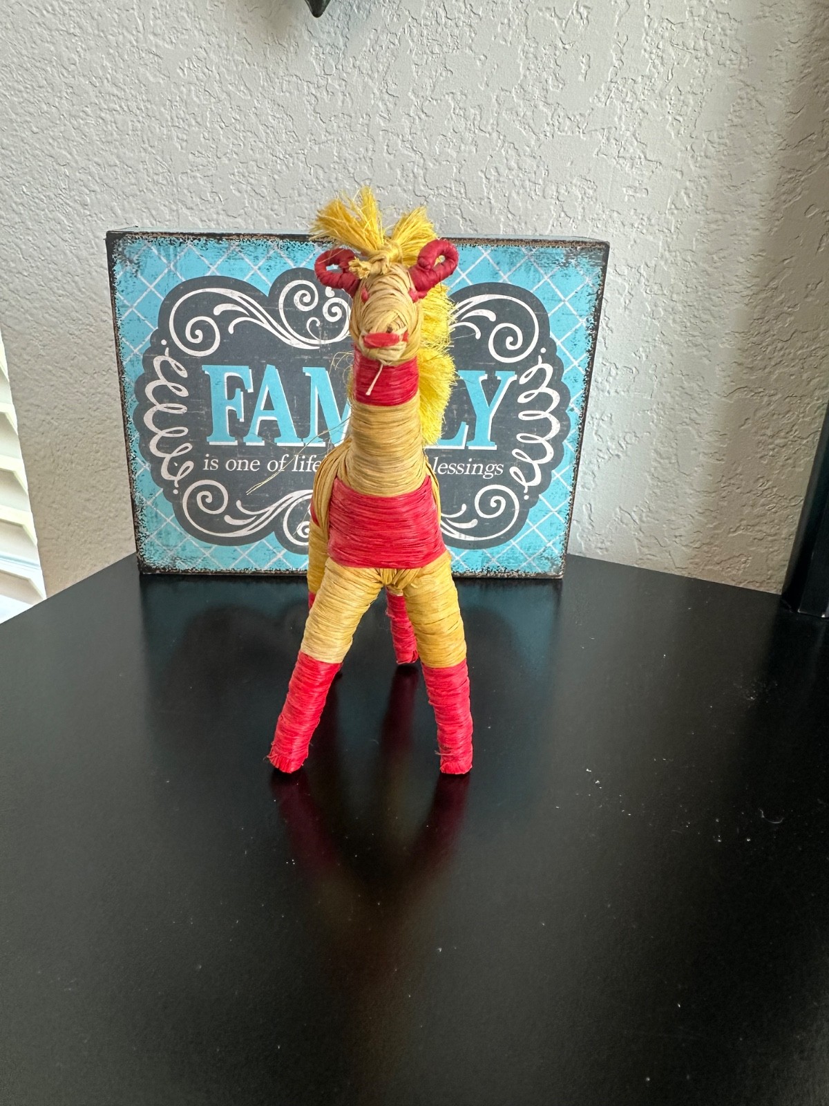 Handmade Red and Yellow Decorative Giraffe Figurine
