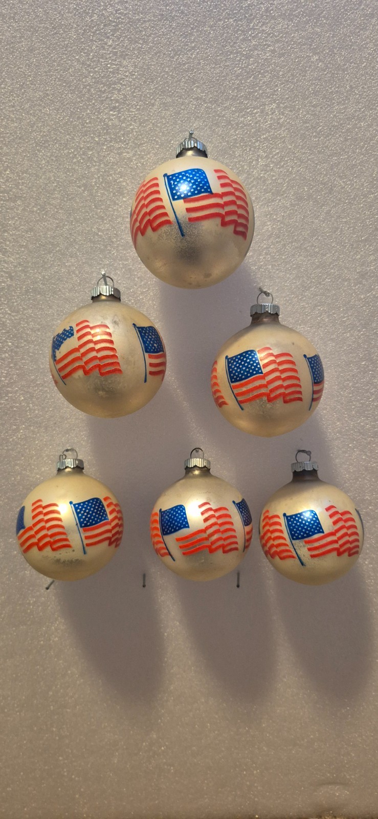 Vintage Shiny Brite Patriotic Glass Christmas Ornaments – American Flag Design