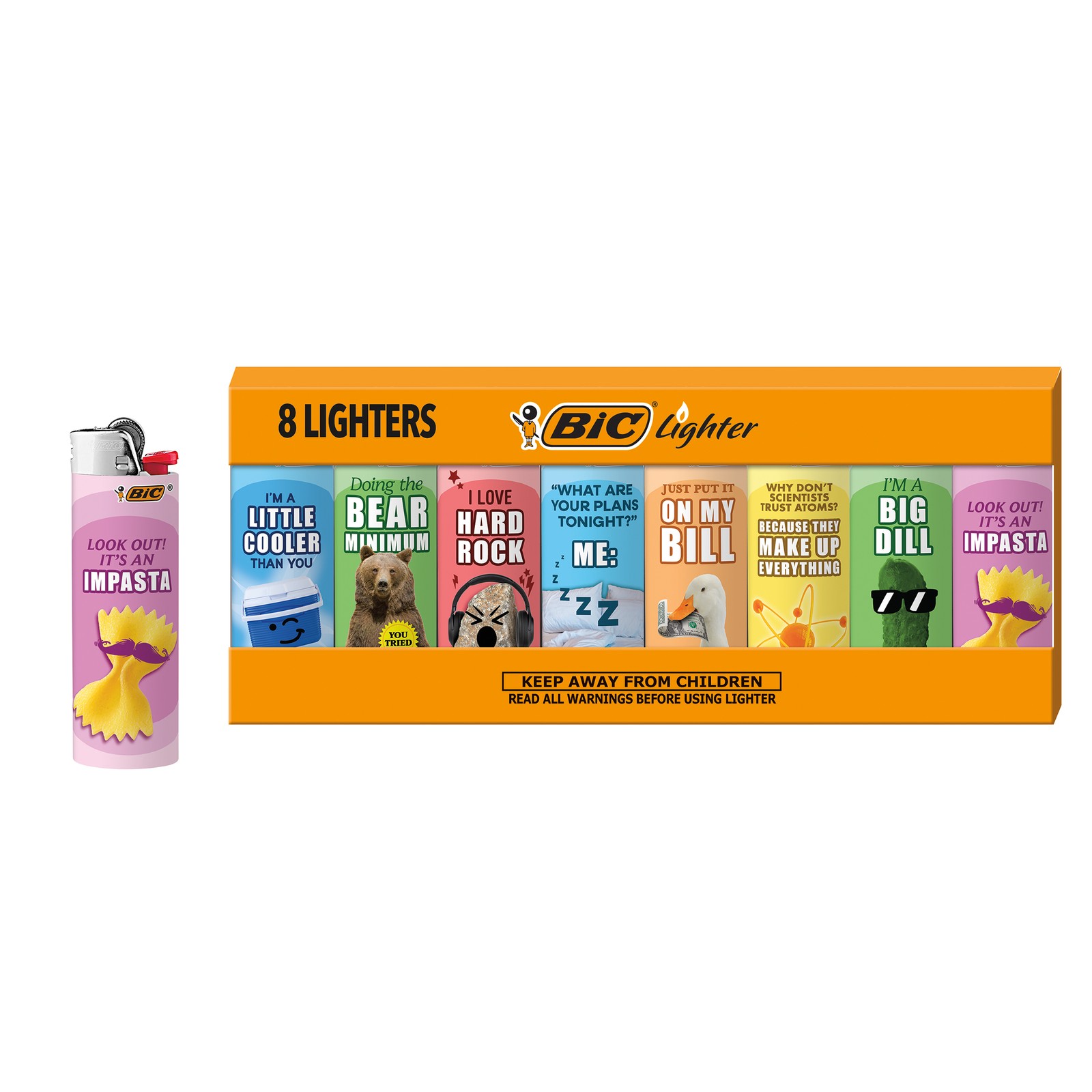 BIC Special Edition Witty Series Pocket Lighters, Set of 8 Lighters