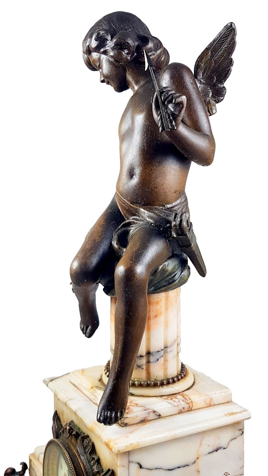 Antique mantel clock, table clock, bronze, France, Louis XVI, c. 1850