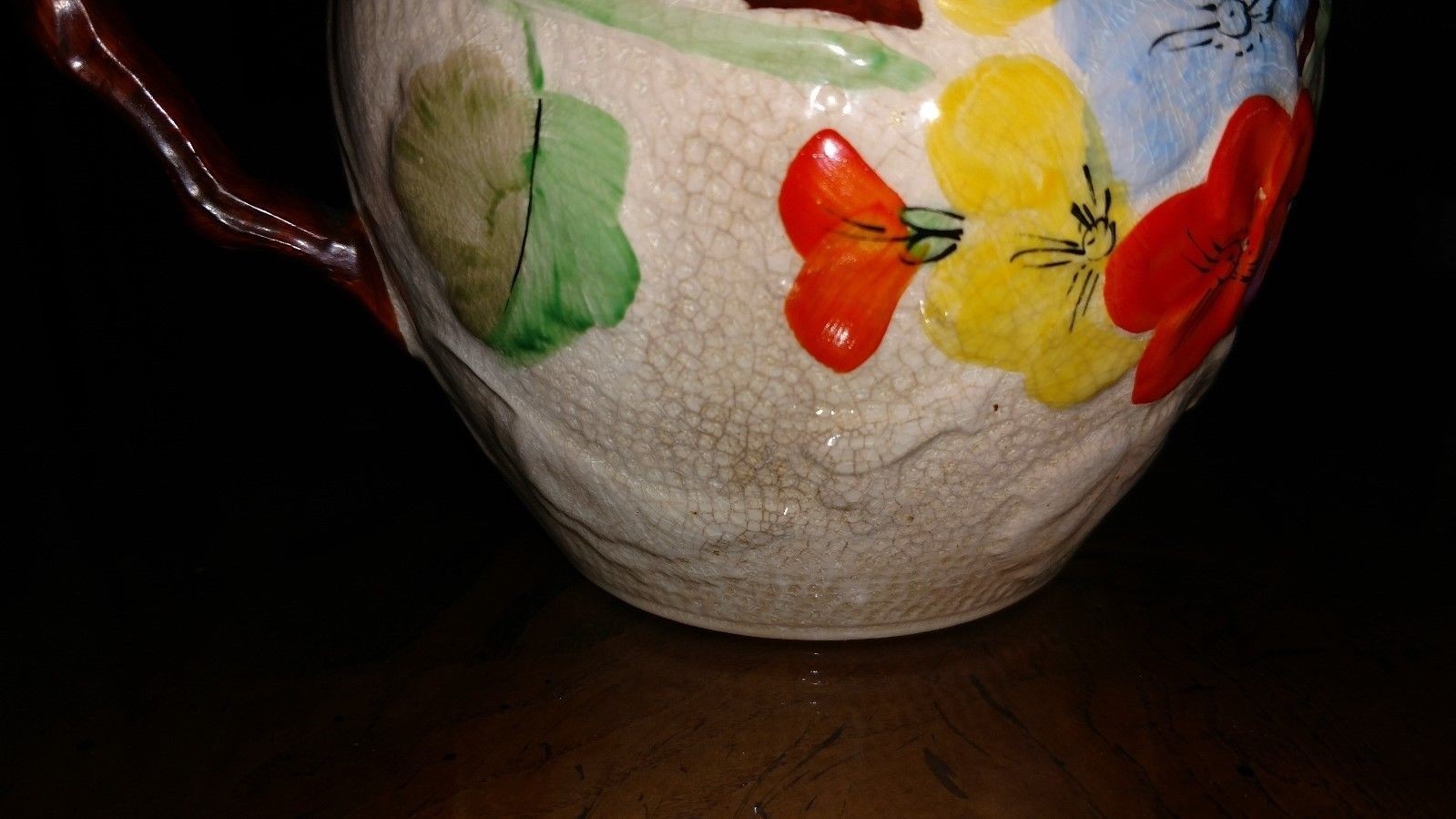 British Painted Pitcher Jug Numbered 0077 With Handle Retro Bright Colors