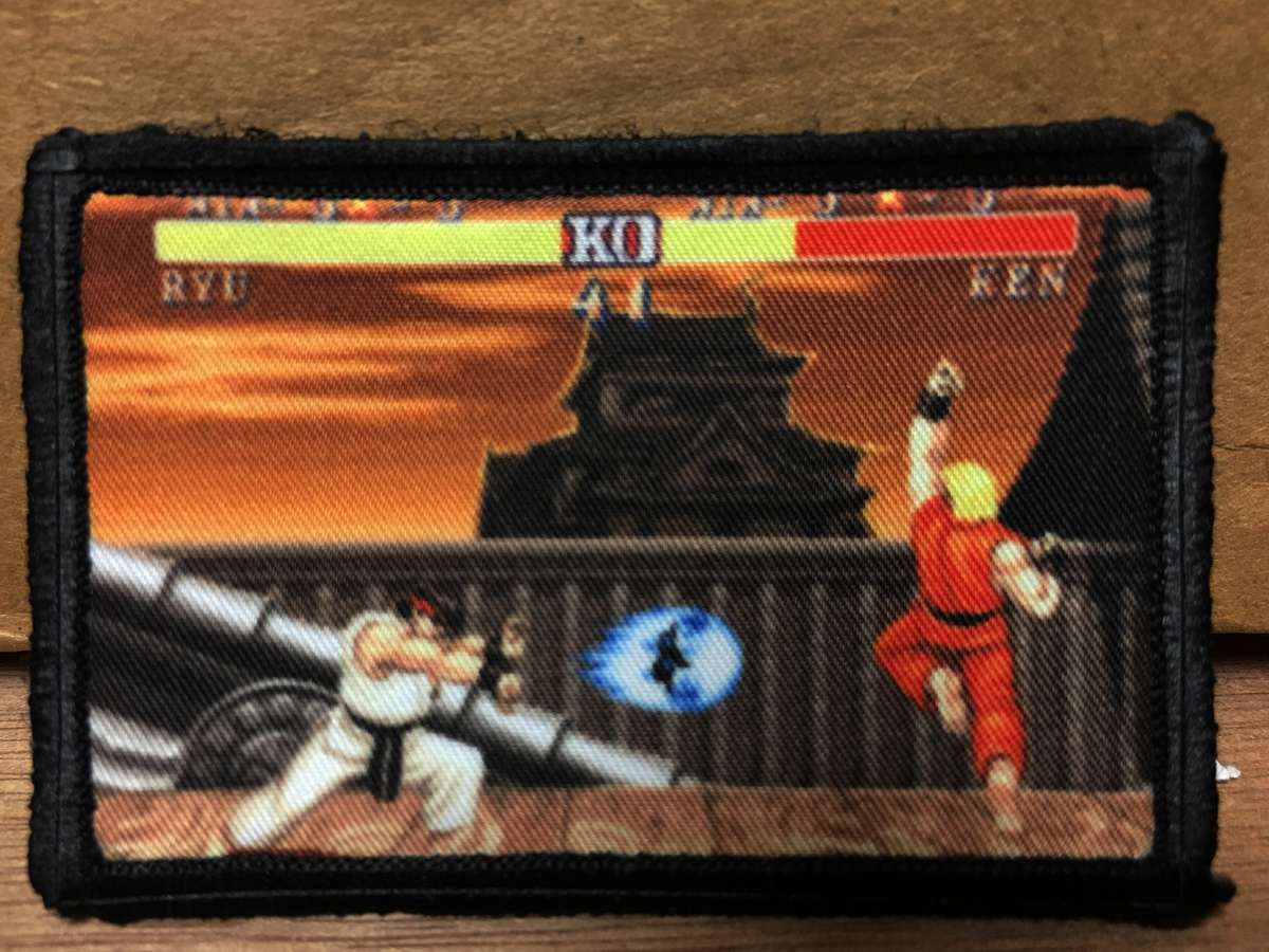Street Figther Ryu Fireball Morale Patch Tactical Military Army Badge Hook Flag
