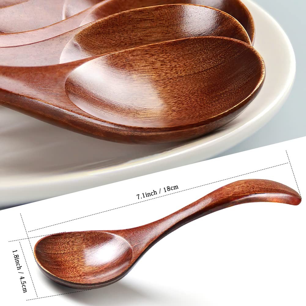IQCWOOD Korean Wooden Spoon, 6-Piece Spoons, 7 inch 6.89 inch, brwon